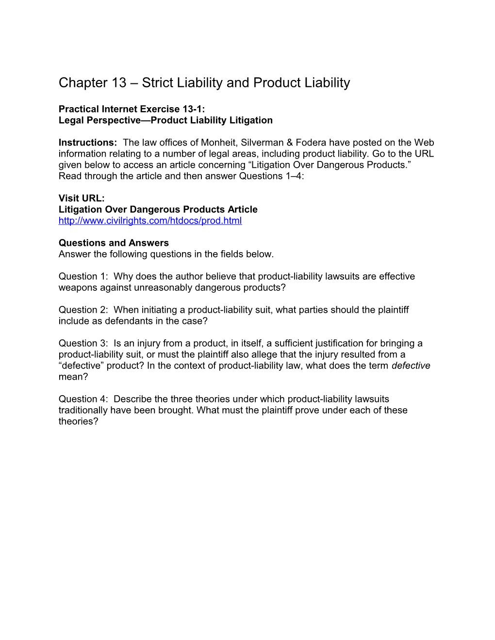 Chapter 6 - Strict Liability and Product Liability