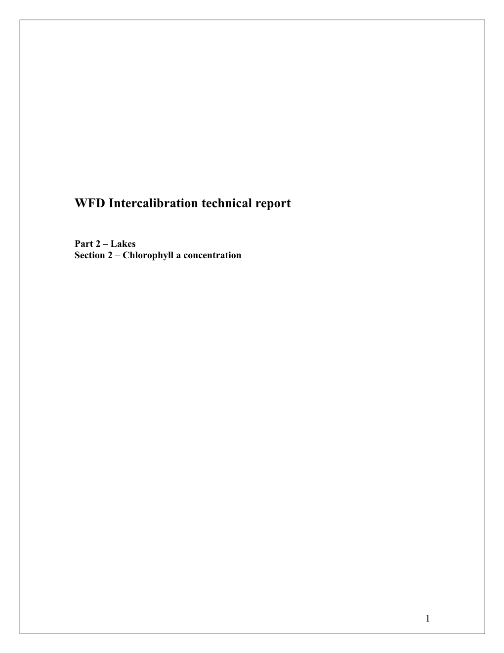 WFD Intercalibration Technical Report