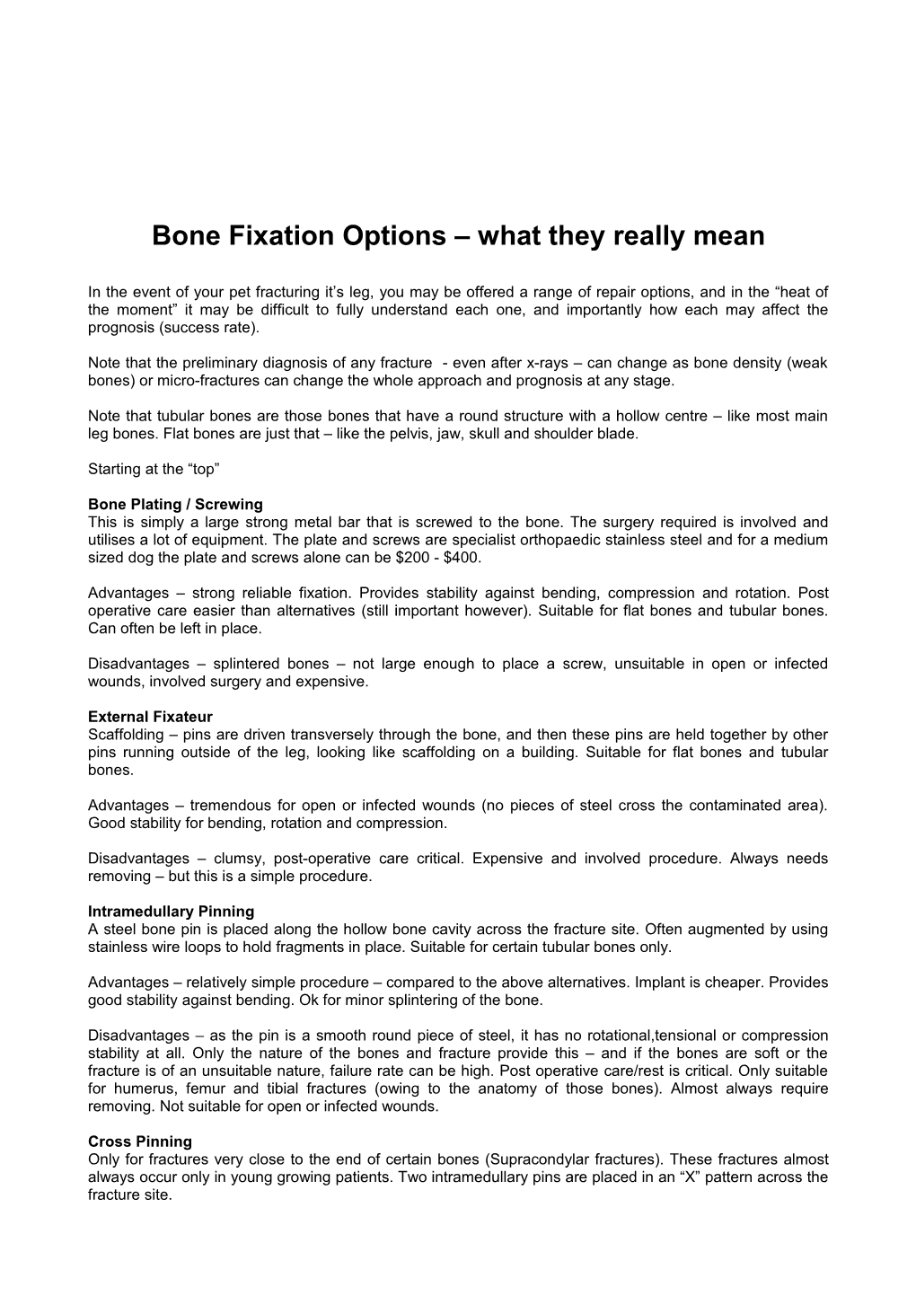 Bone Fixation Options What They Really Mean