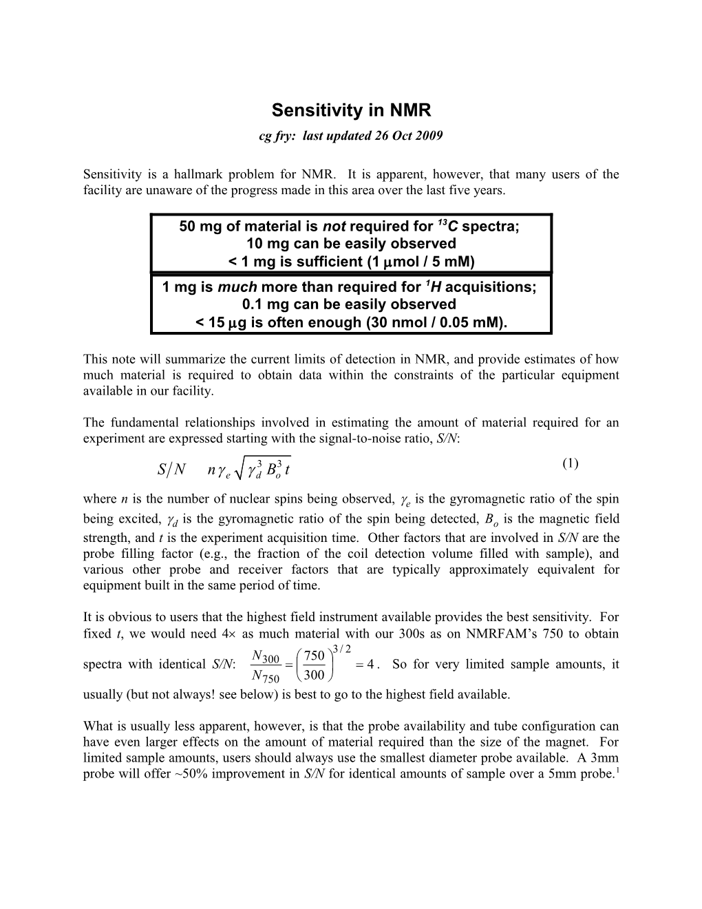 Sensitivity Is a Hallmark Problem for NMR