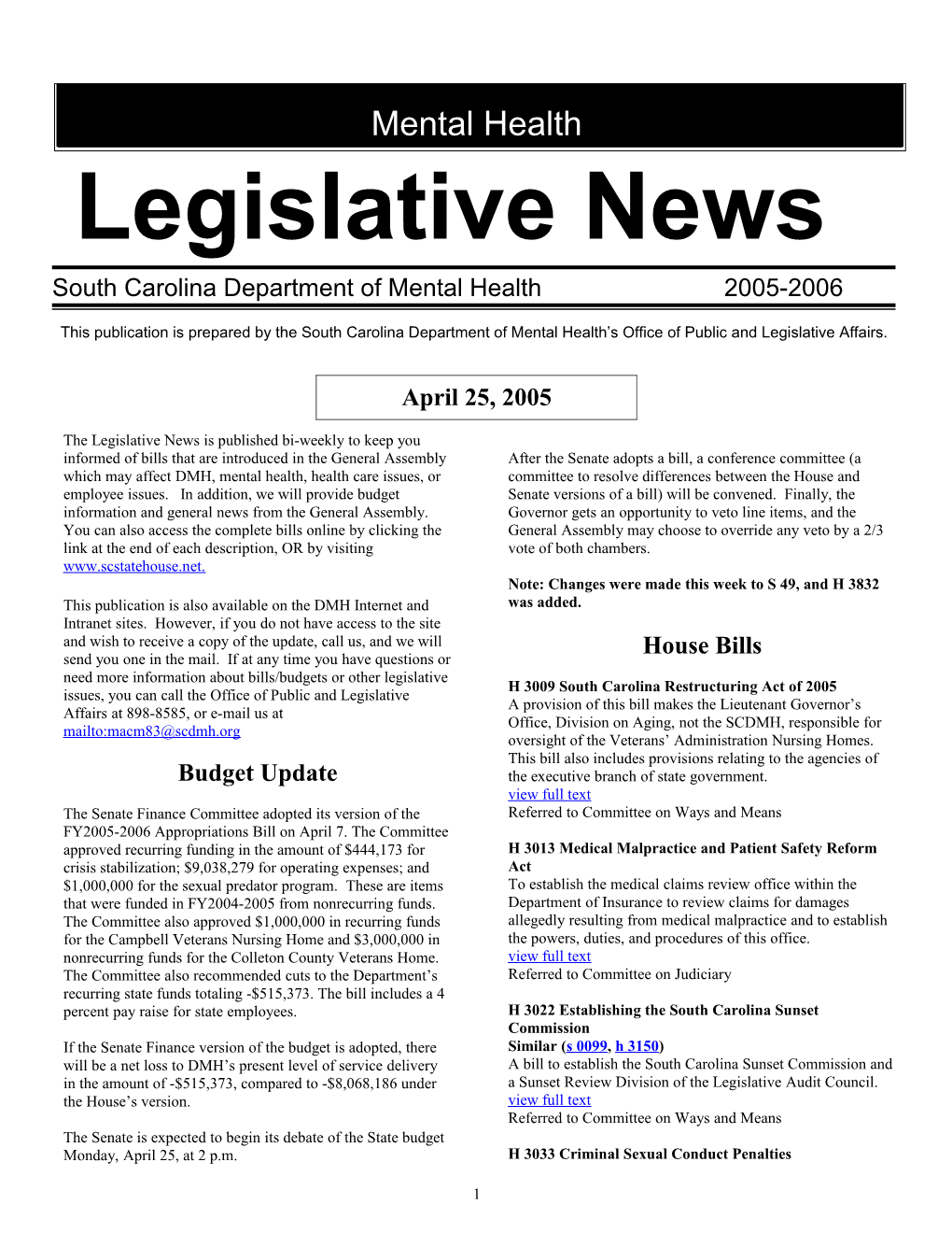 Legislative News