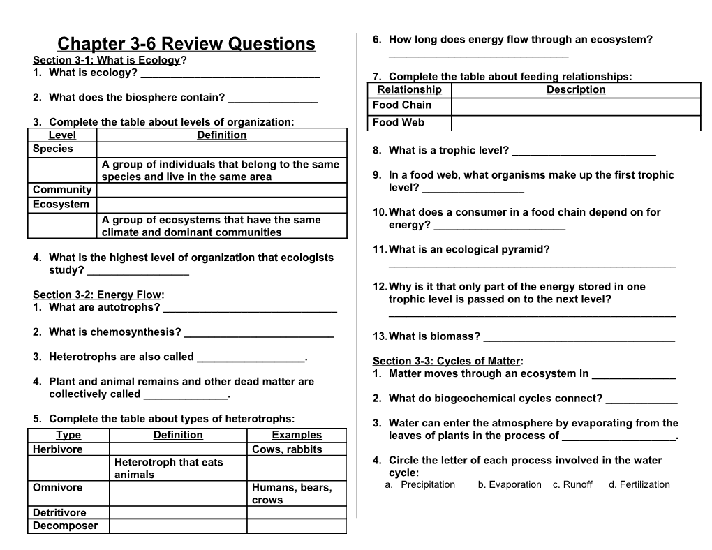 Chapter 3-6 Review Questions