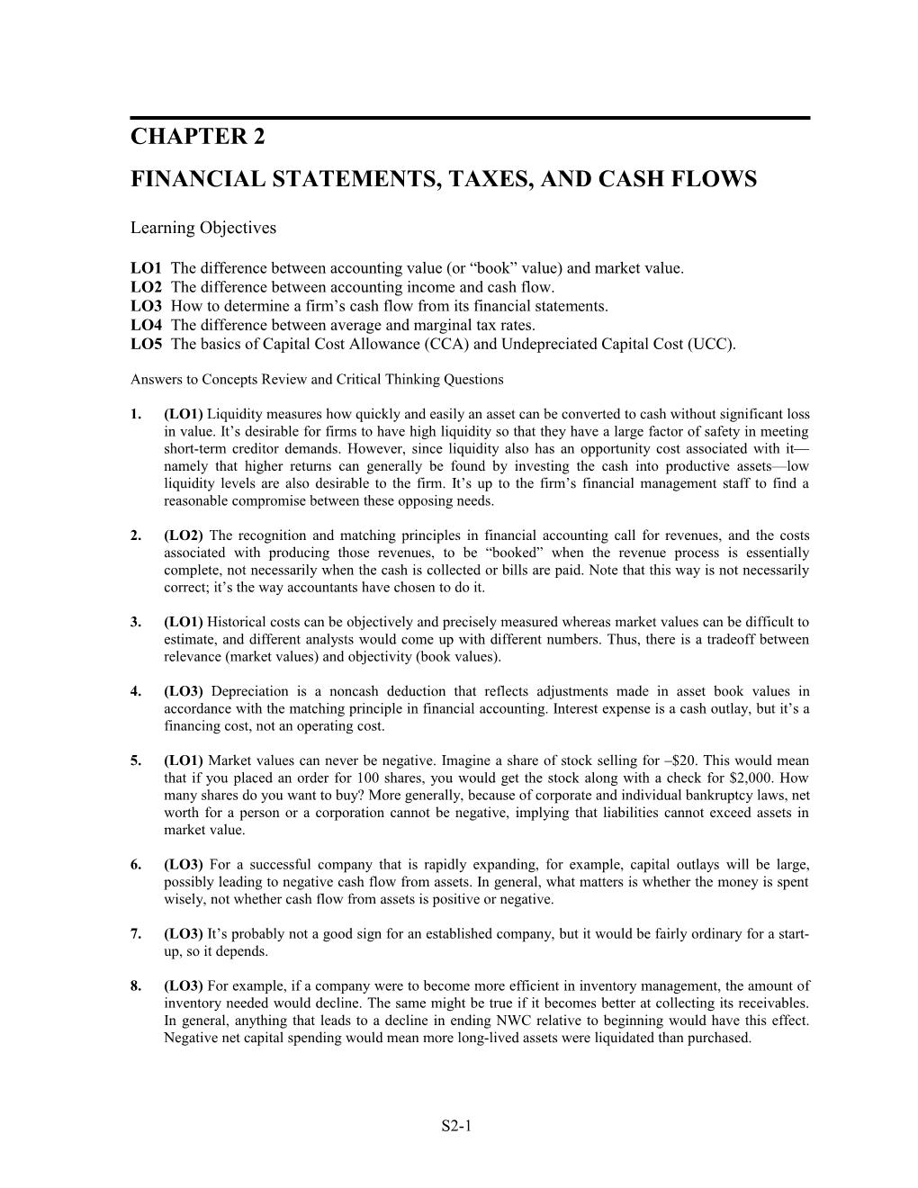 Financial Statements, Taxes, and Cash Flows