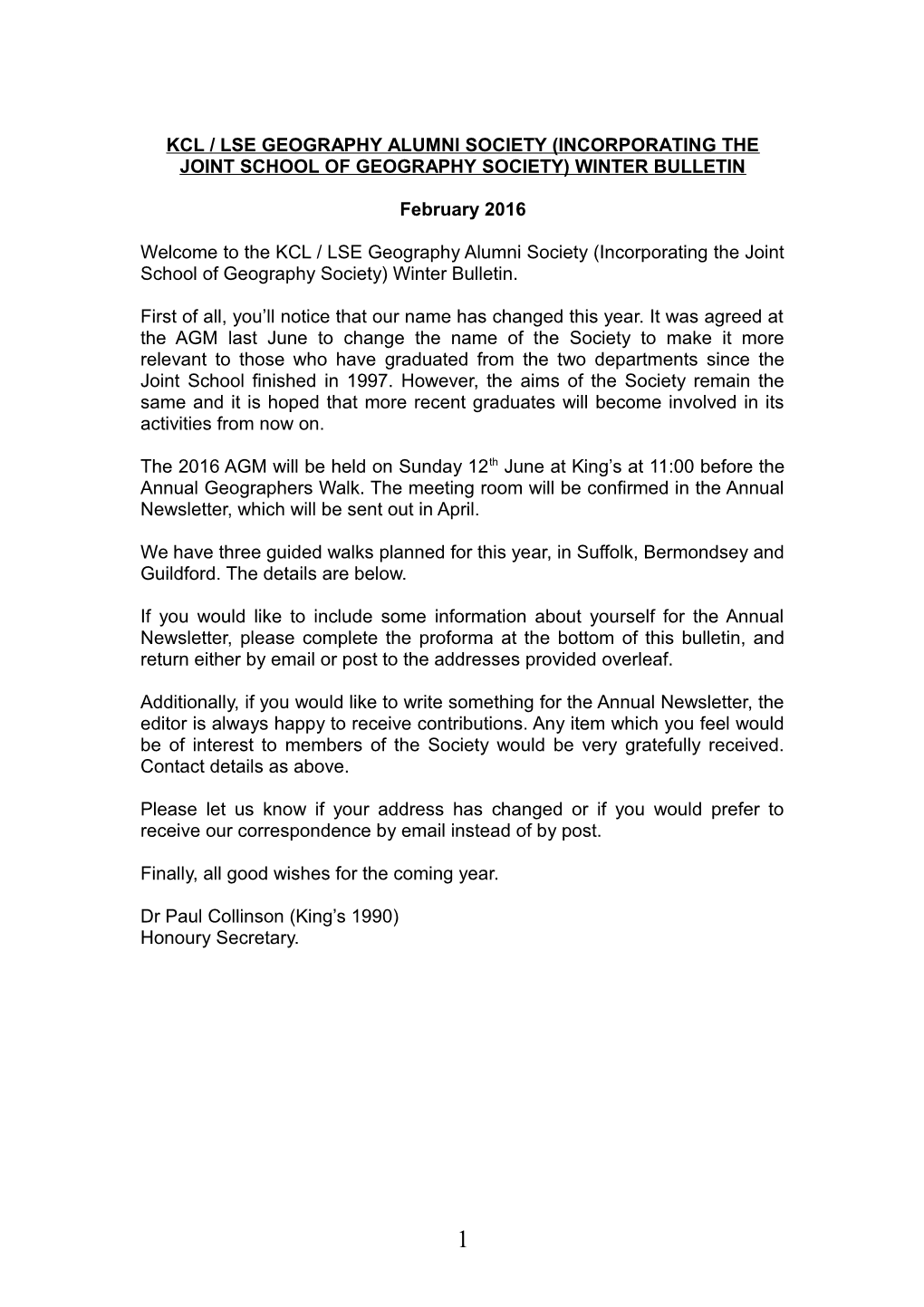 KCL / LSE Joint School Society Geography Newsletter