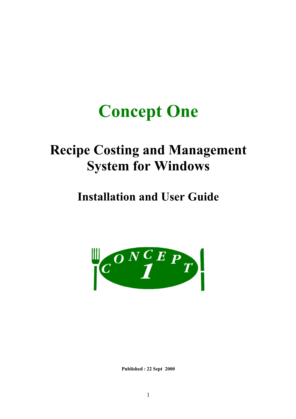 Concept One User Manual