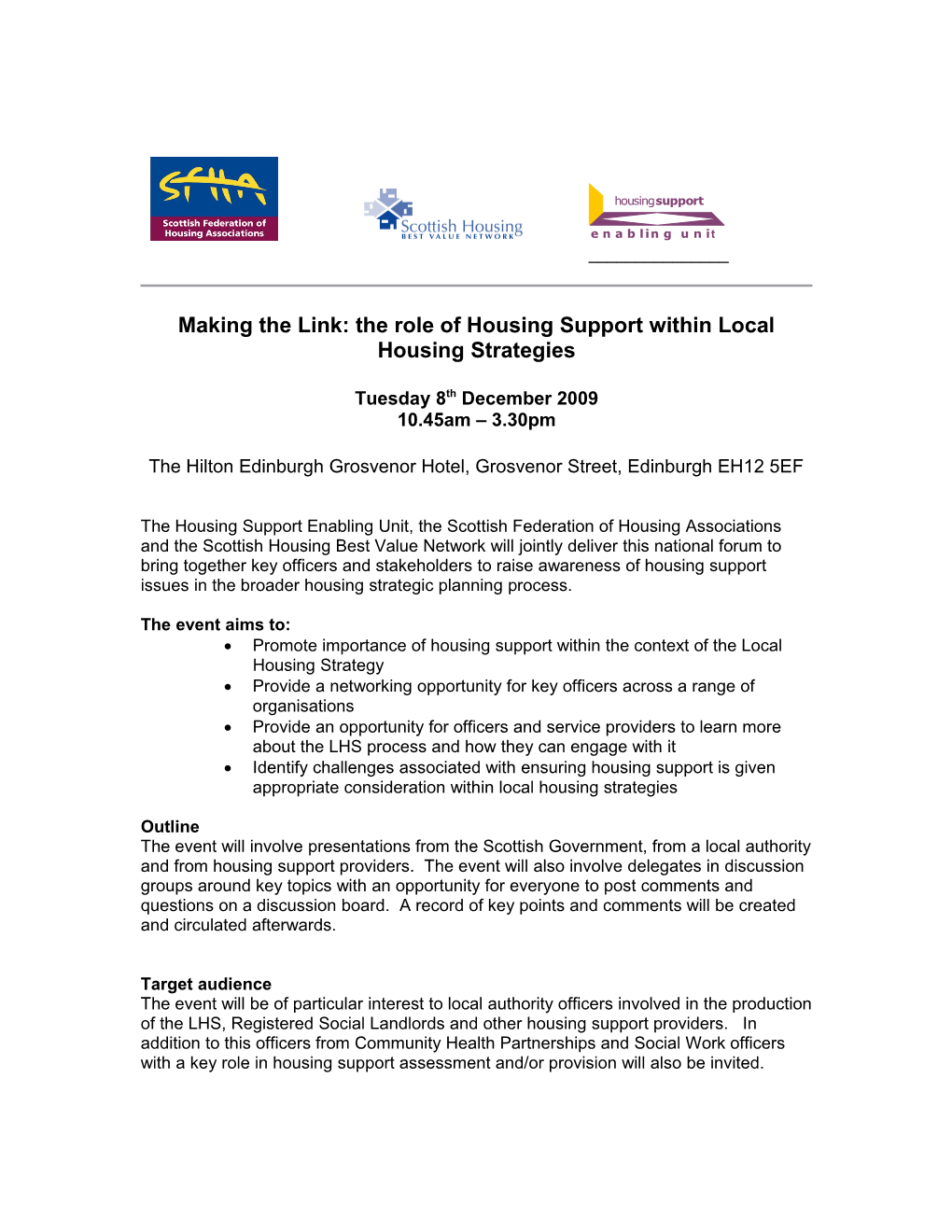 Making the Link: the Role of Housing Support Within Local Housing Strategies