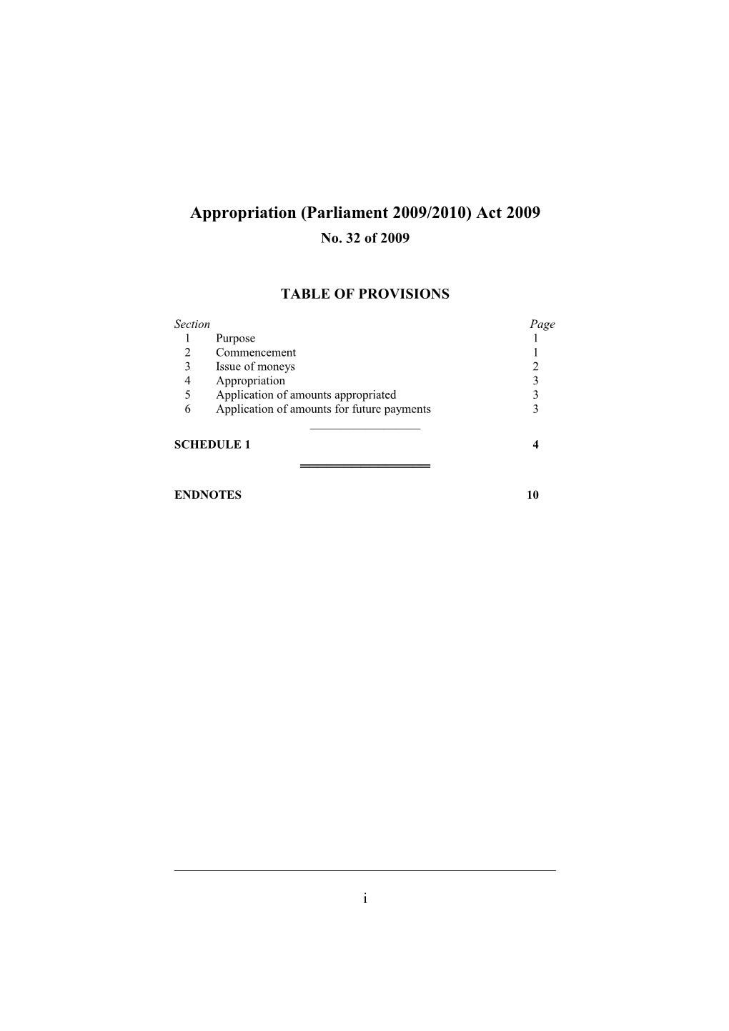 Appropriation (Parliament 2009/2010) Act 2009