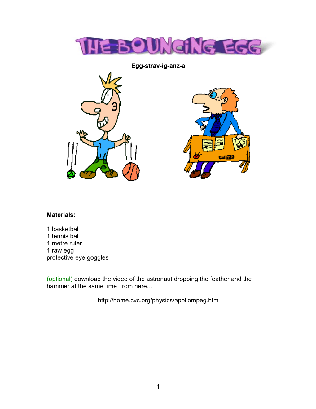 The Bouncing Egg - a Free Science Readers' Theatre Script