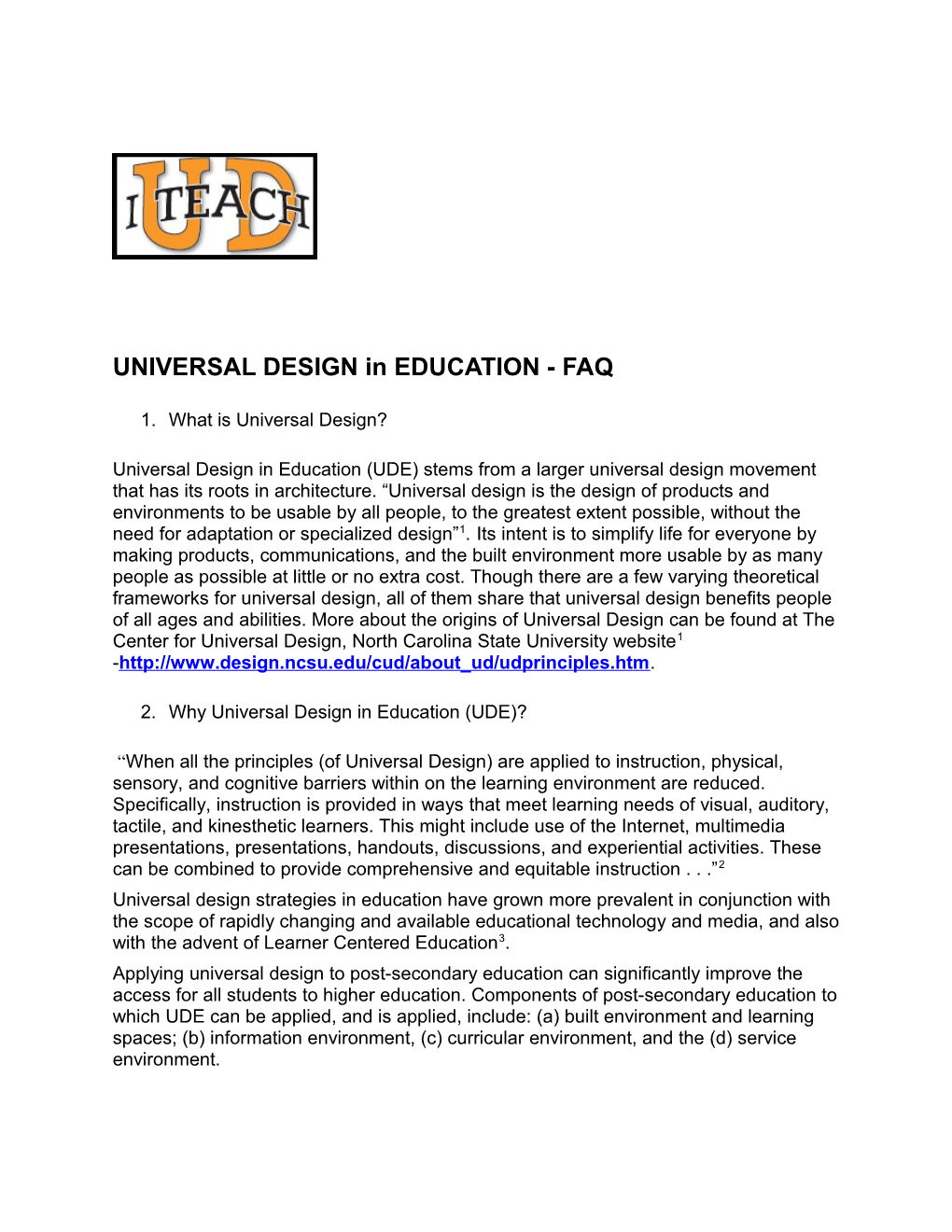 UNIVERSAL DESIGN in EDUCATION