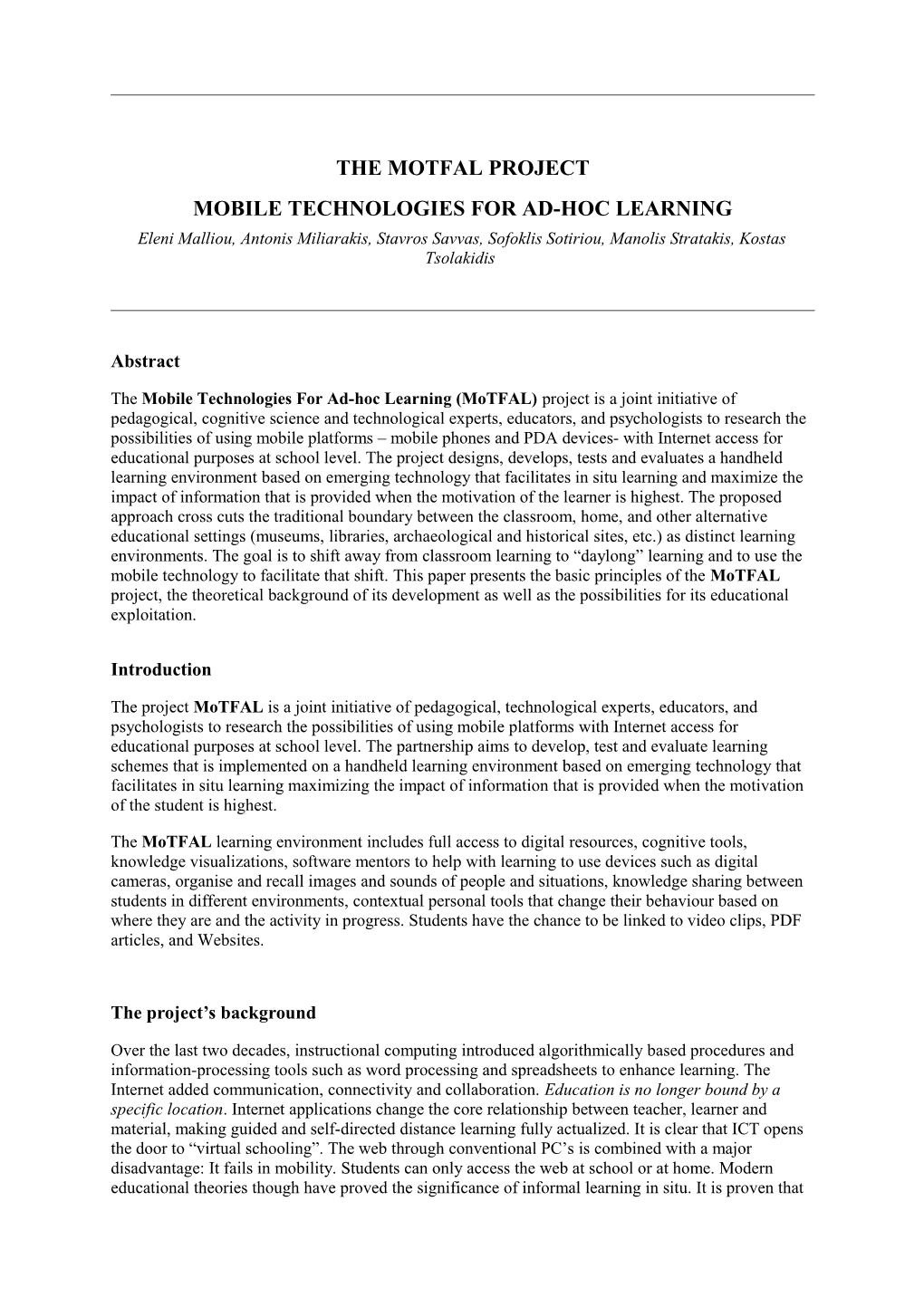 Mobile Technologies for Ad-Hoc Learning