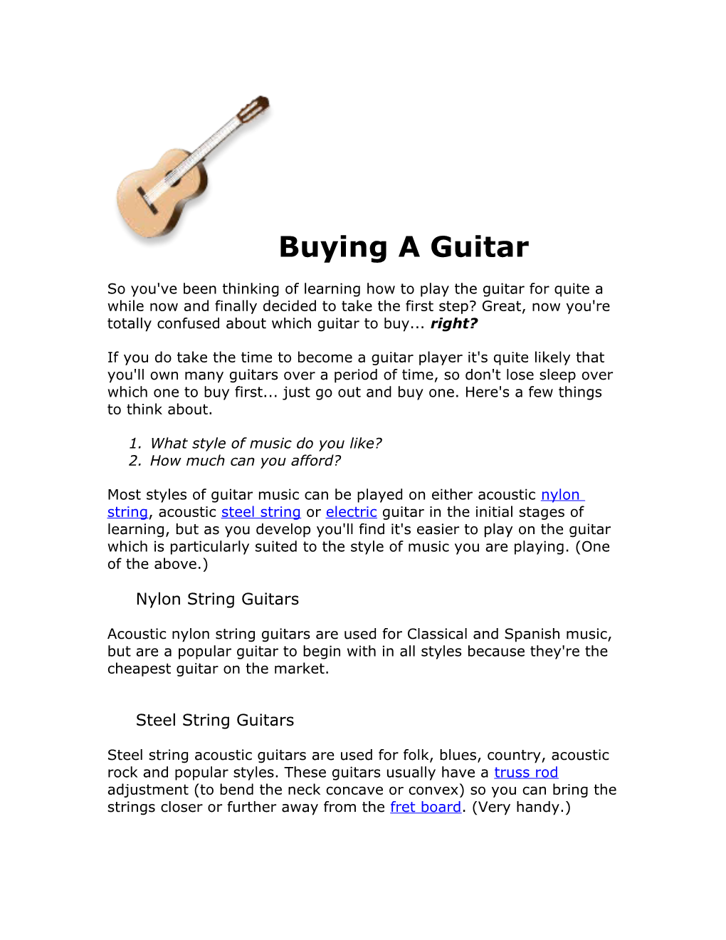 Buying a Guitar