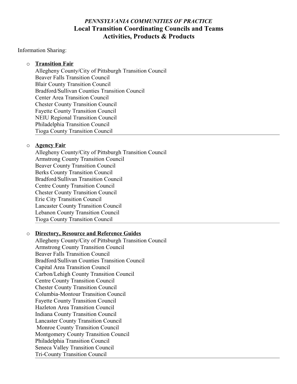 Pennsylvania Communities of Practice