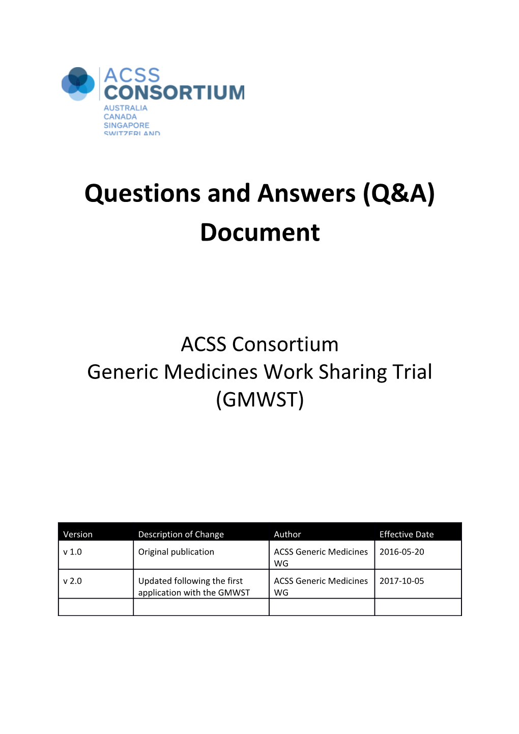 Questions and Answers (Q&A) Document