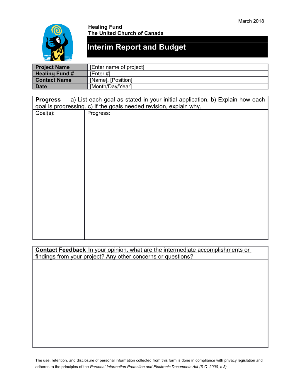 Healing Fund: Interim Report and Budget Template