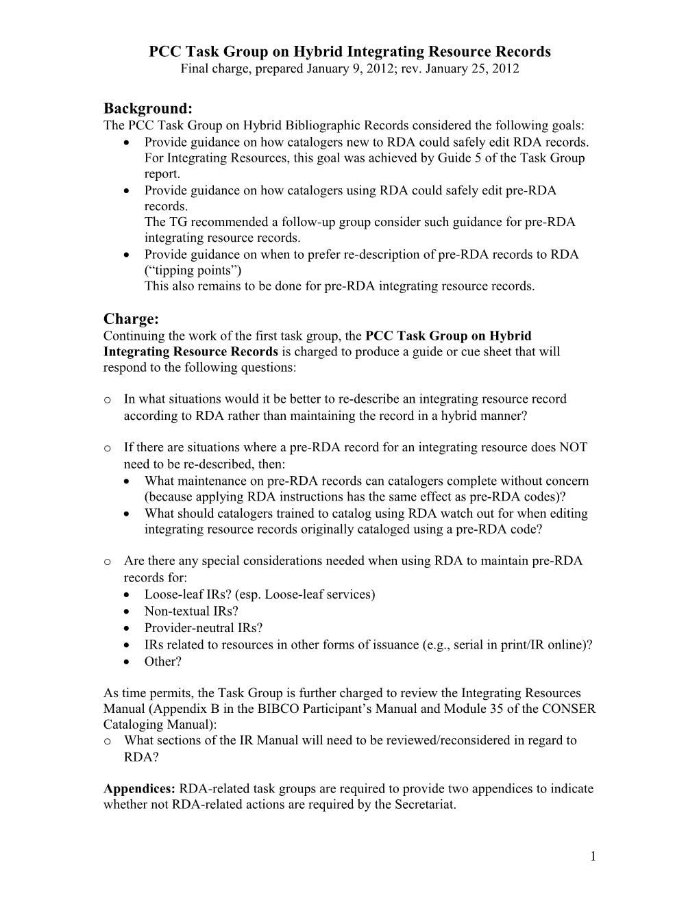 PCC Task Force Charge Template