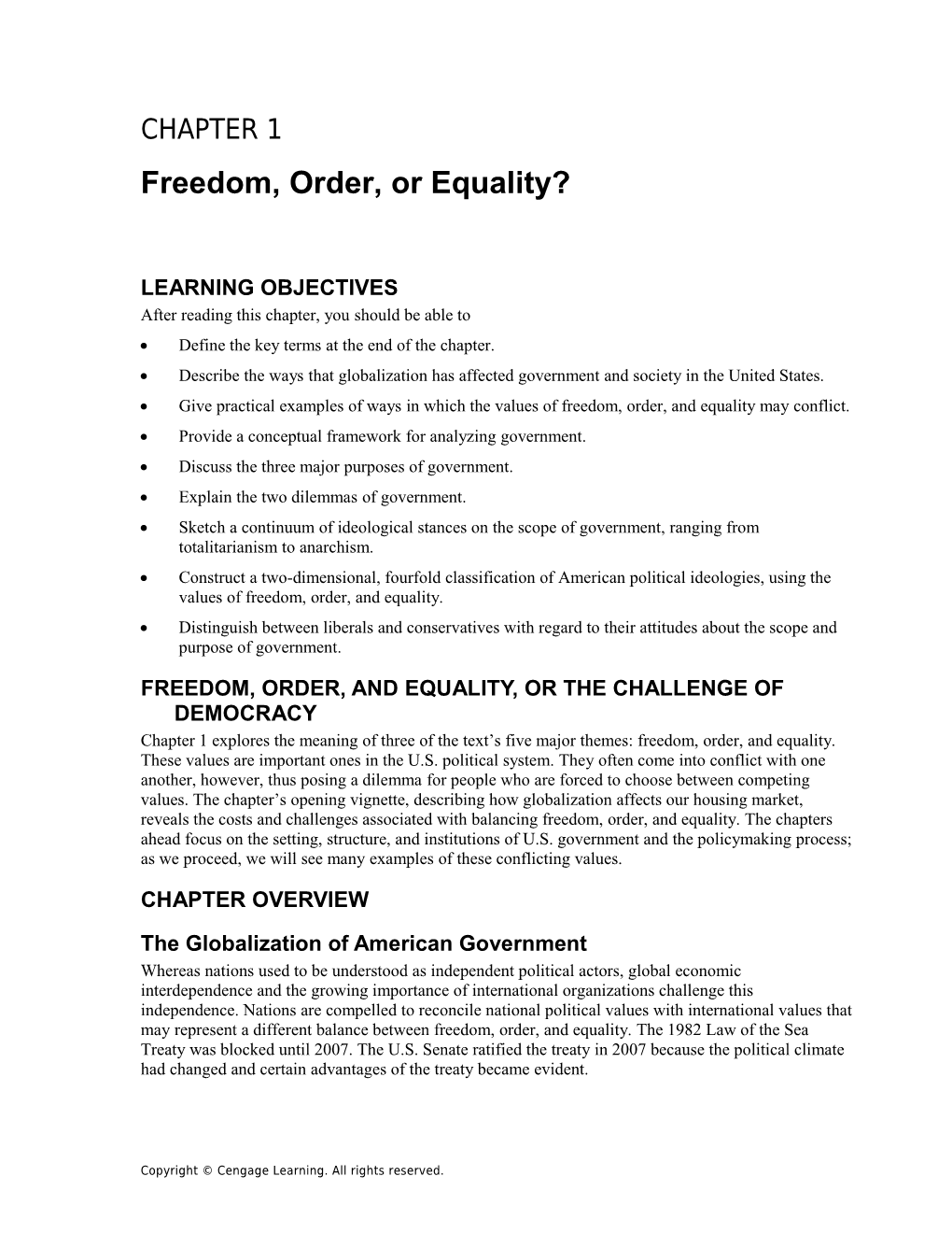 Chapter 1: Freedom, Order, Or Equality? 11