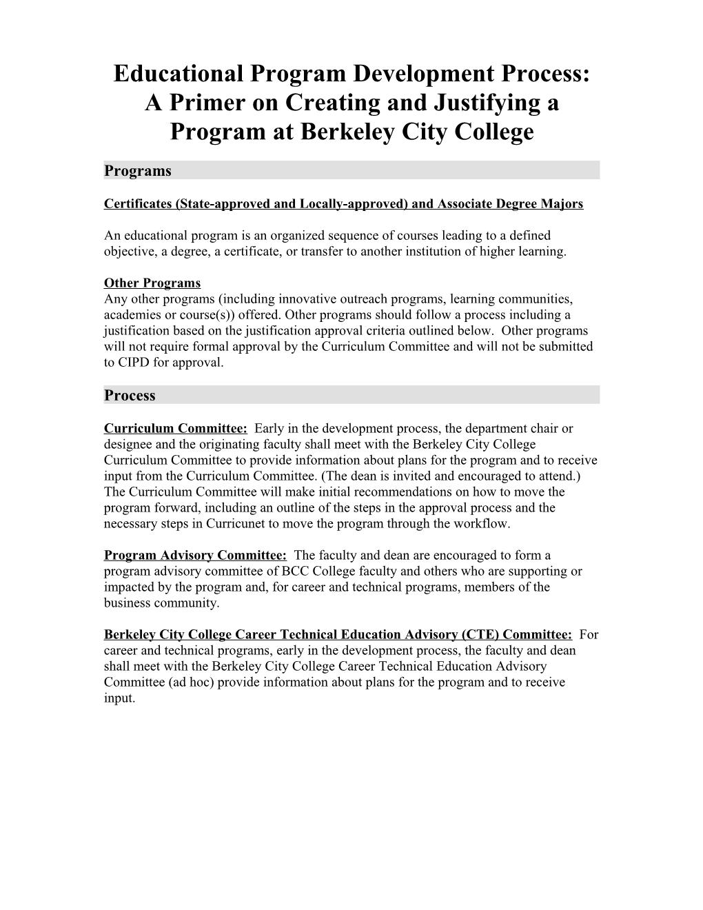 Educational Program Development Process Task Force