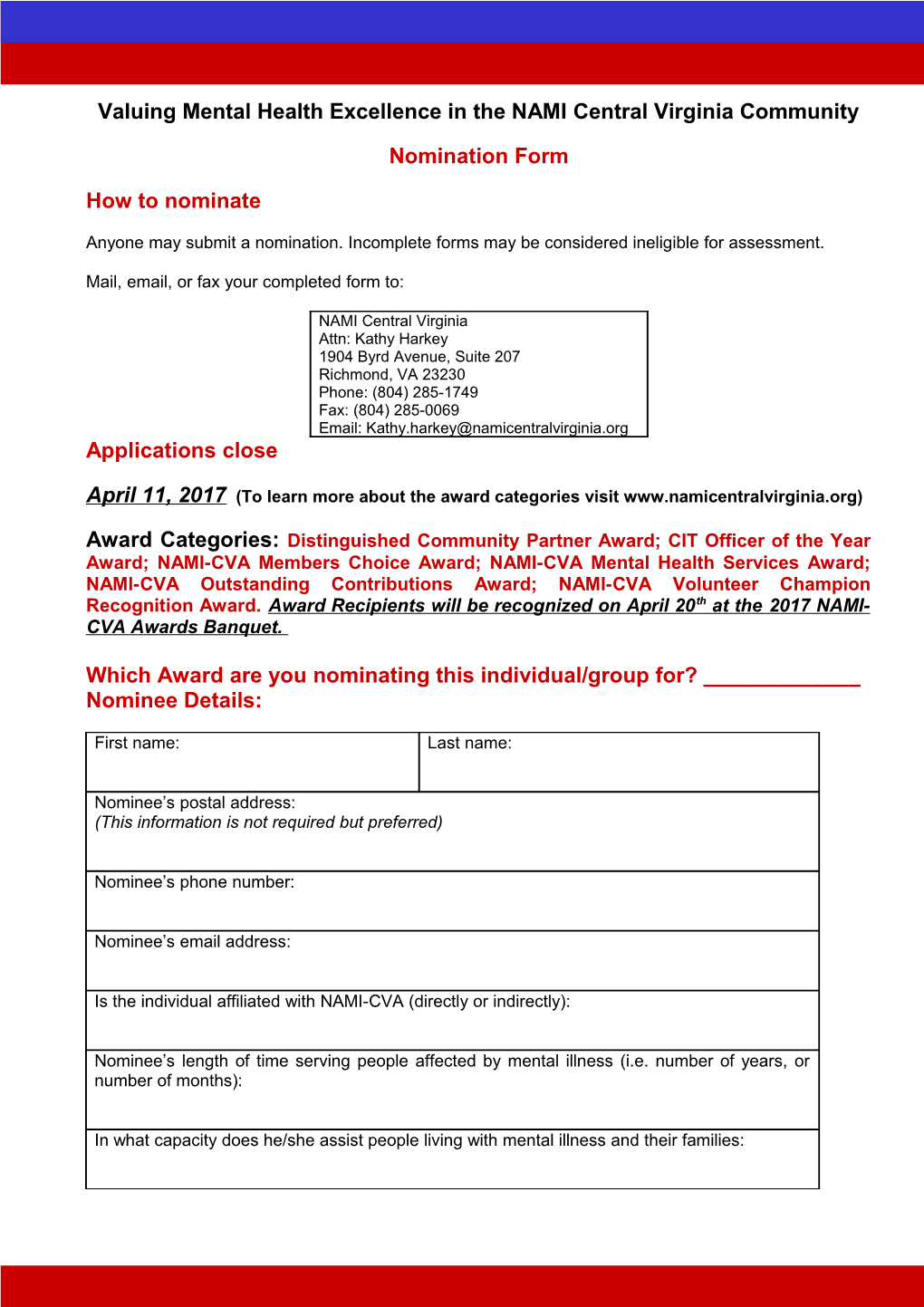 Nomination Form Template