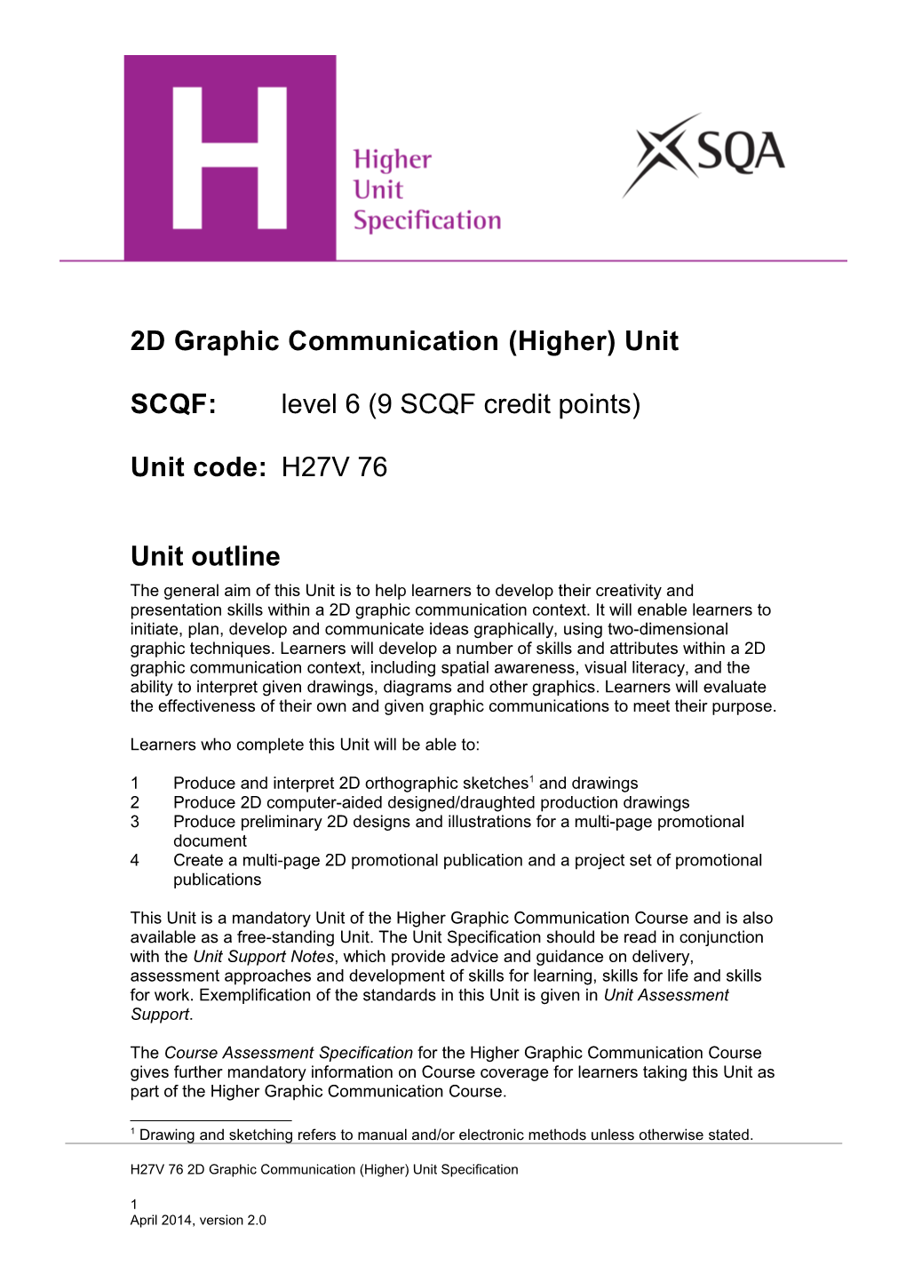 2D Graphic Communication (Higher)Unit
