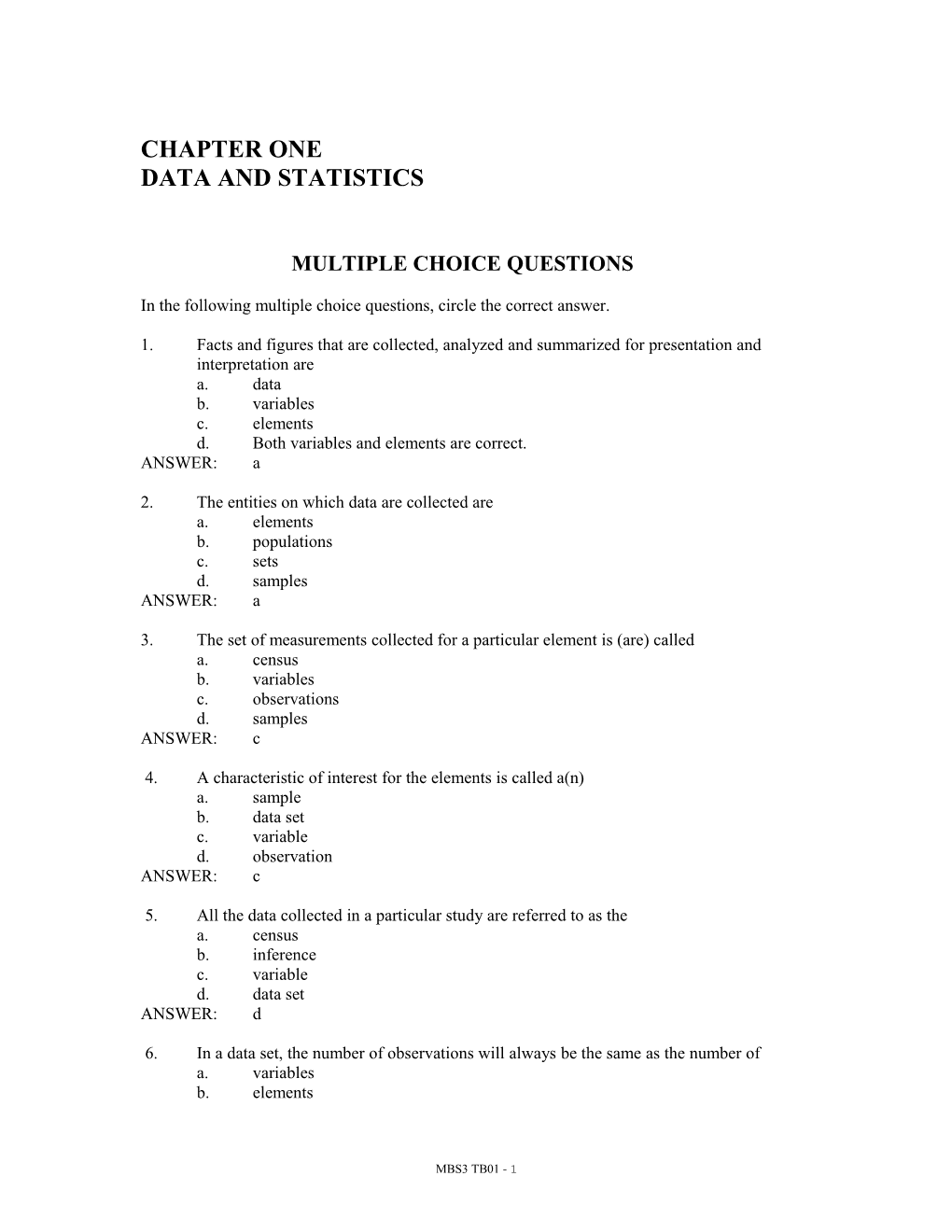 Data and Statistics