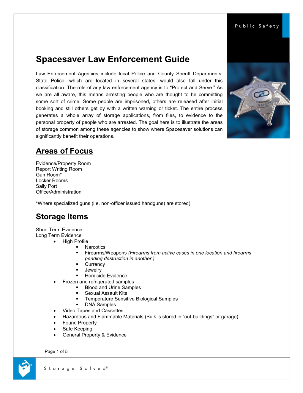 Spacesaver Law Enforcement Guide