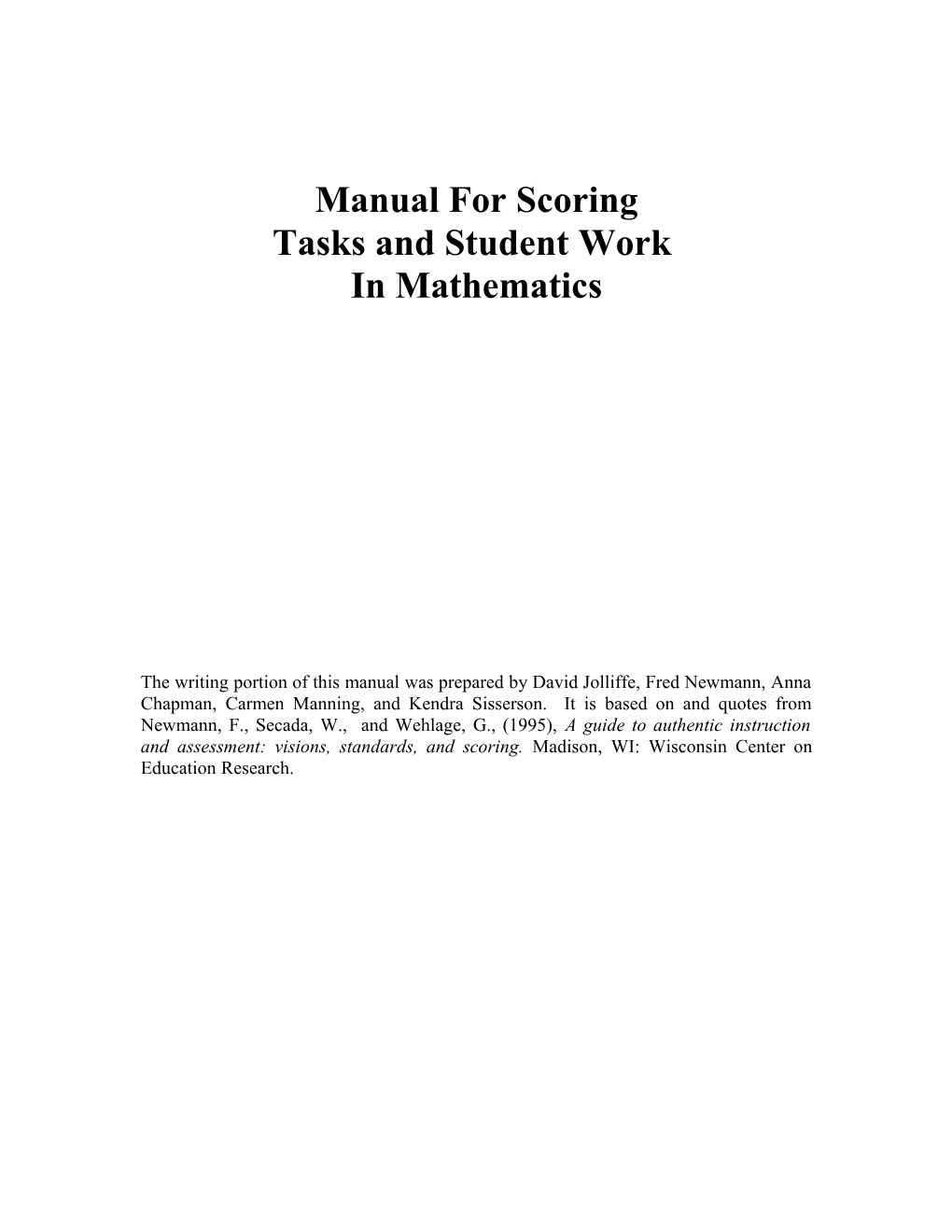 Manual for Scoring