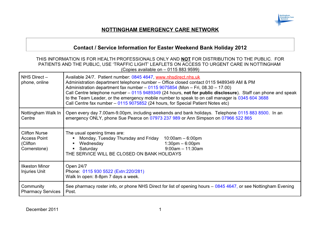 Nottingham Emergency Care Network