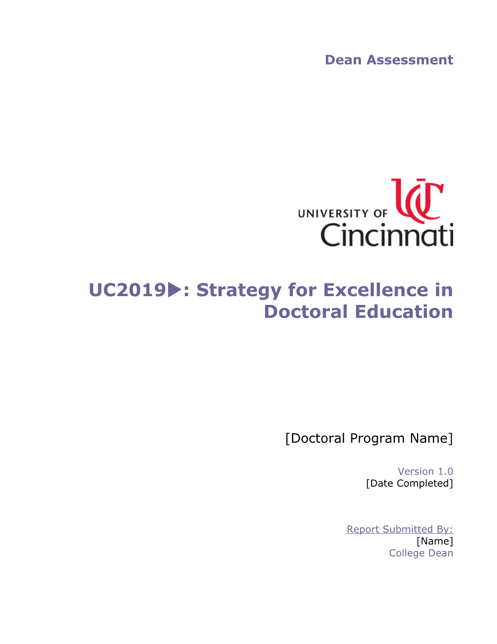 Uc2019u: Strategy for Excellence in Doctoral Education