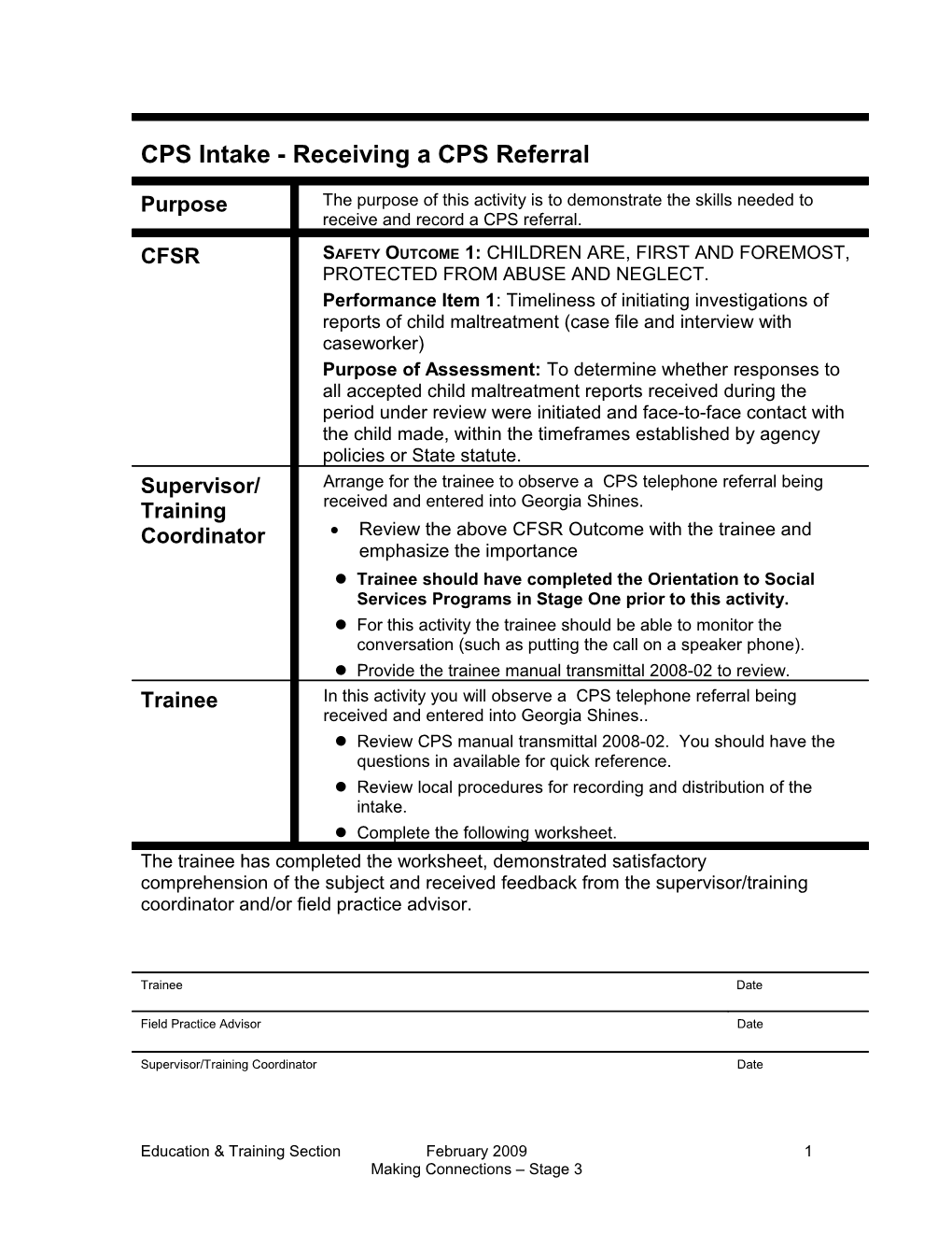 CPS Intake - Receiving a CPS Referral