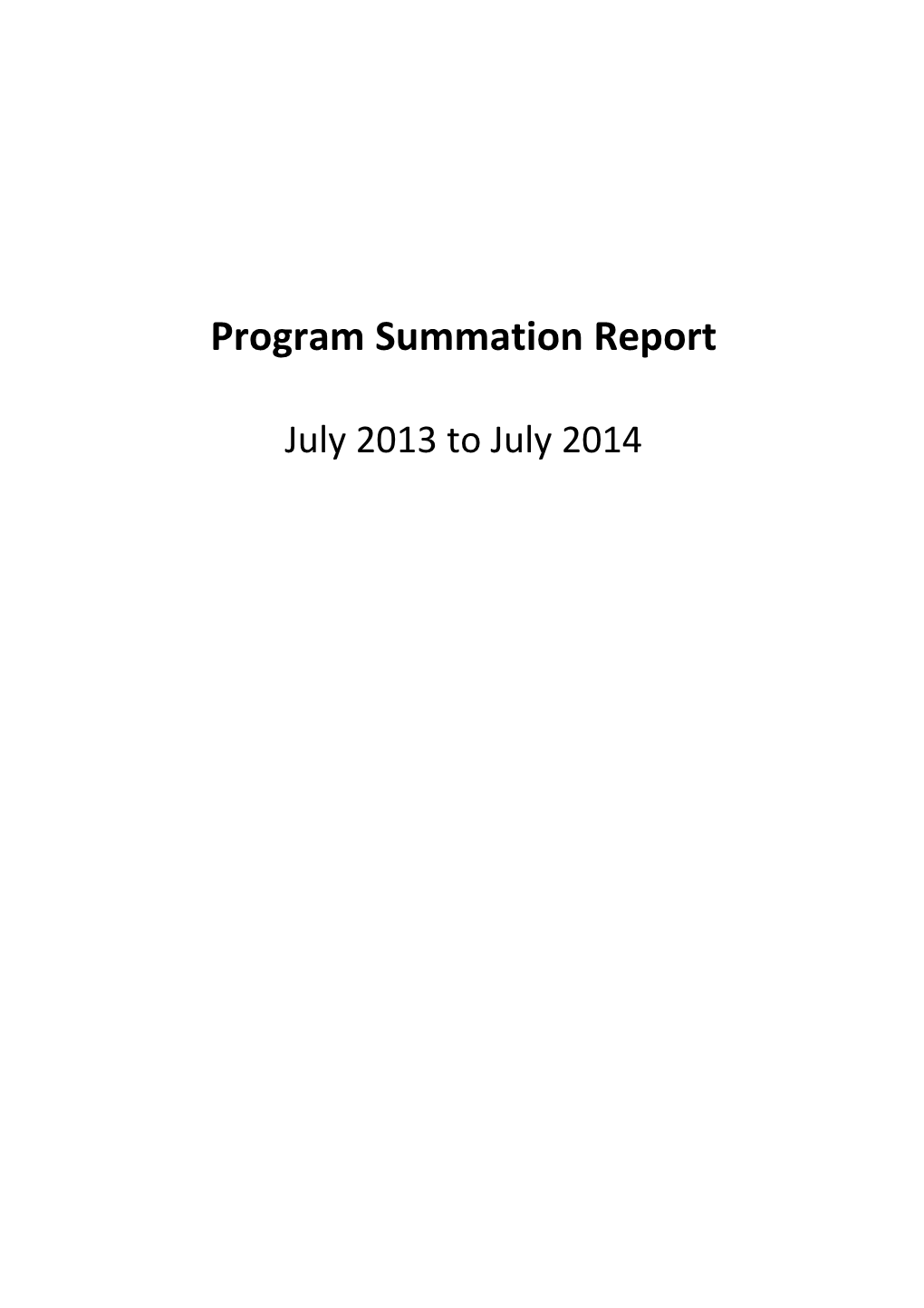 Program Summation Report