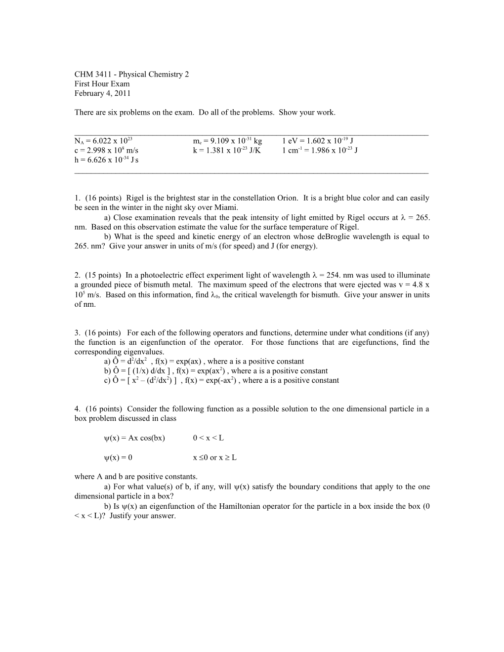 CHM 3411 - Physical Chemistry 2