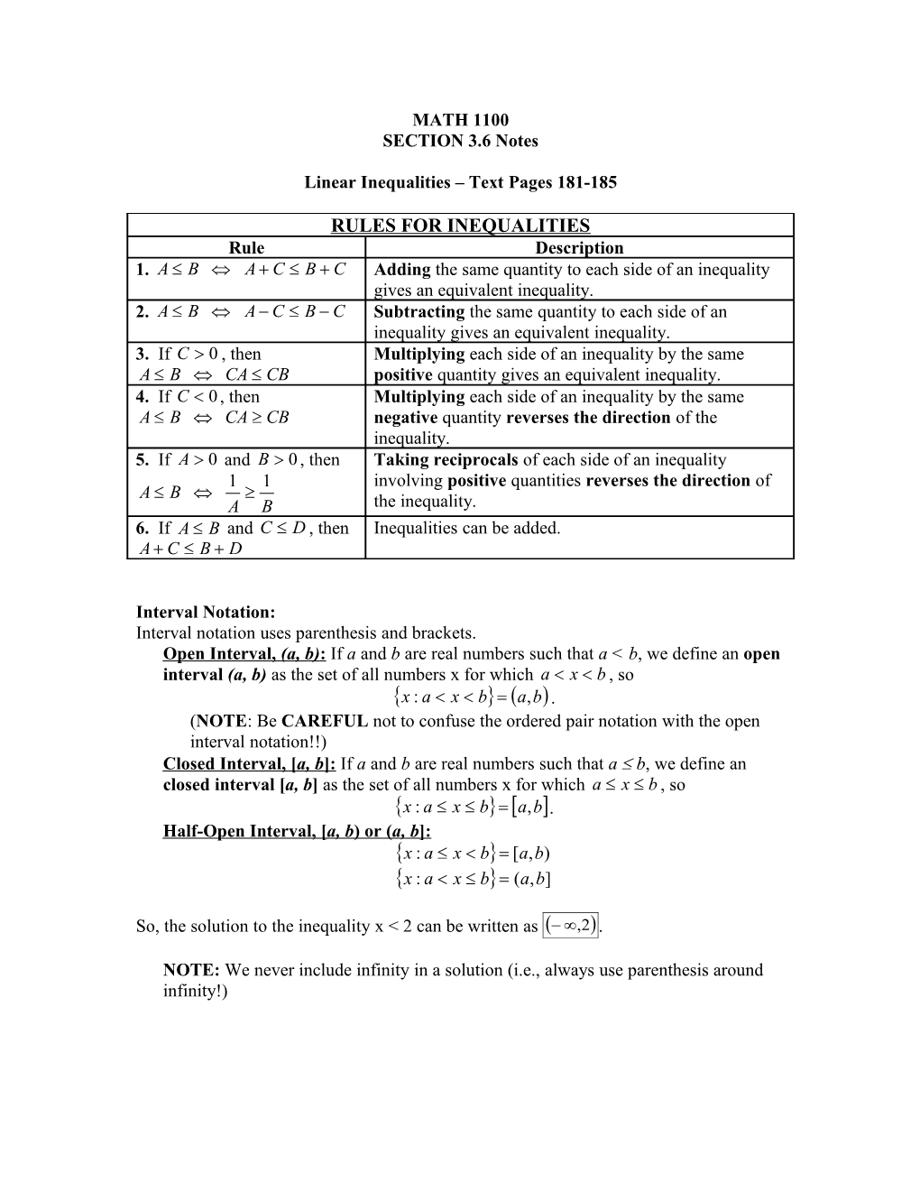 Linear Inequalities Text Pages 181-185