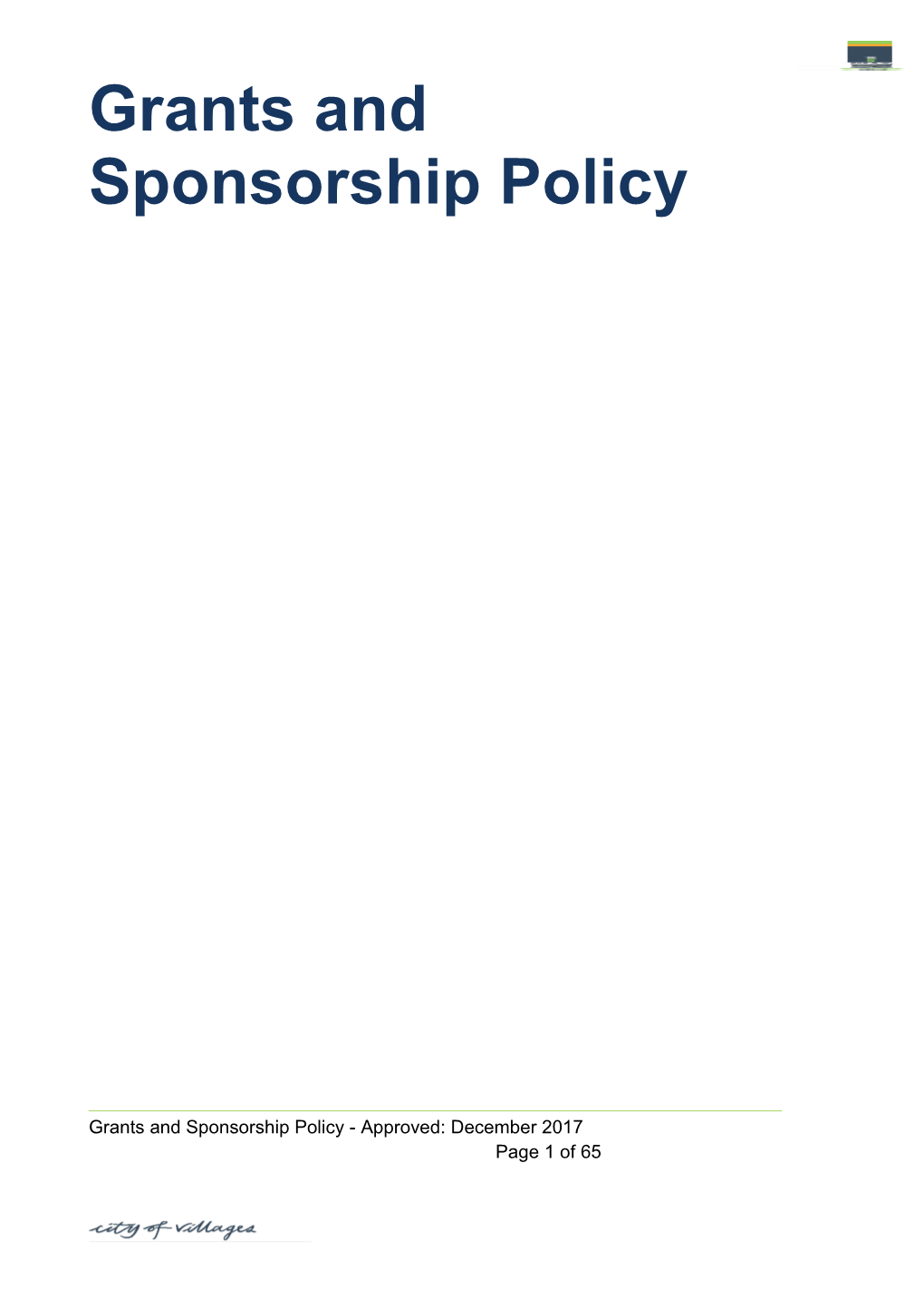 Grants and Sponsorship Policy December 2017