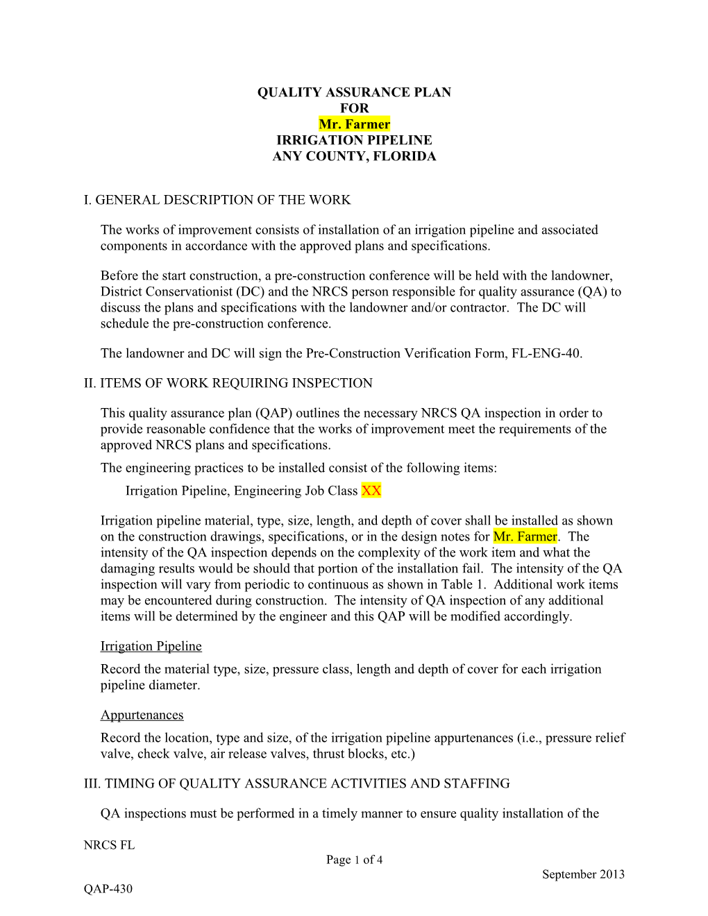 Quality Assurance Plan s1