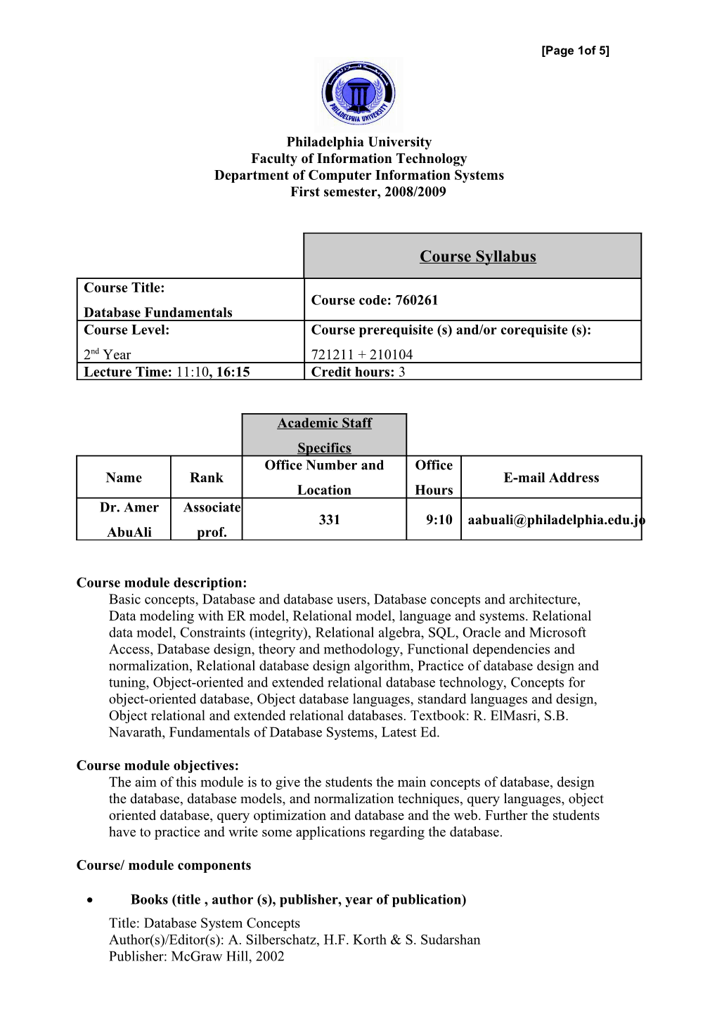 Department Ofcomputer Information Systems