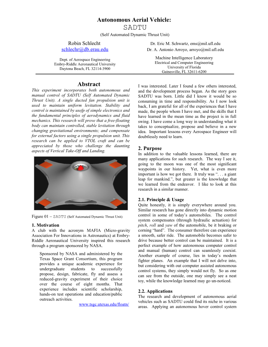 Figure 01 SADTU (Self Automated Dynamic Thrust Unit)