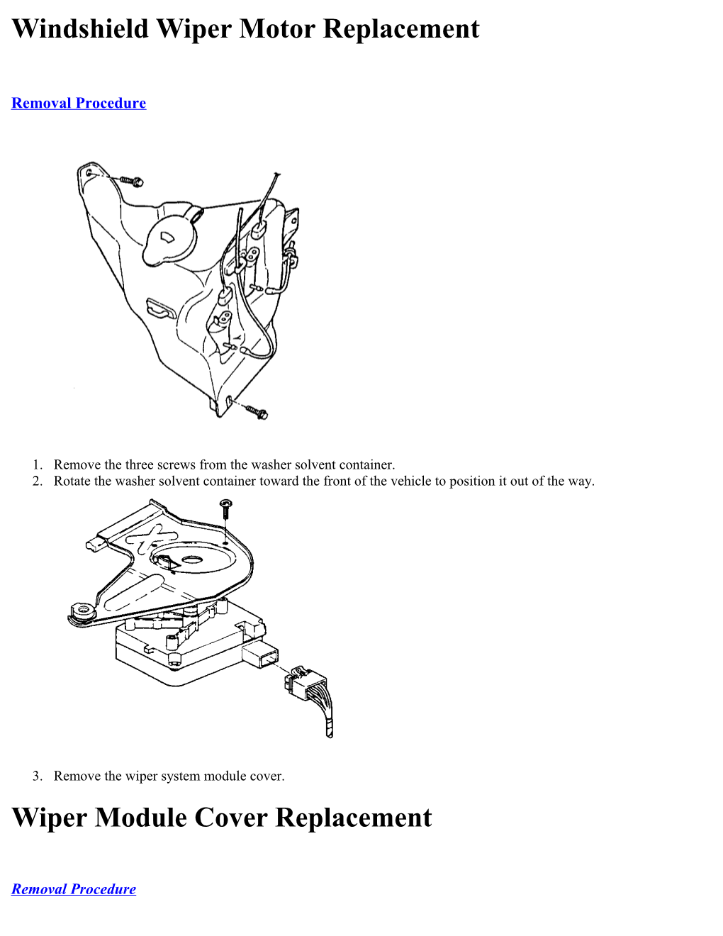 Windshield Wiper Motor Replacement