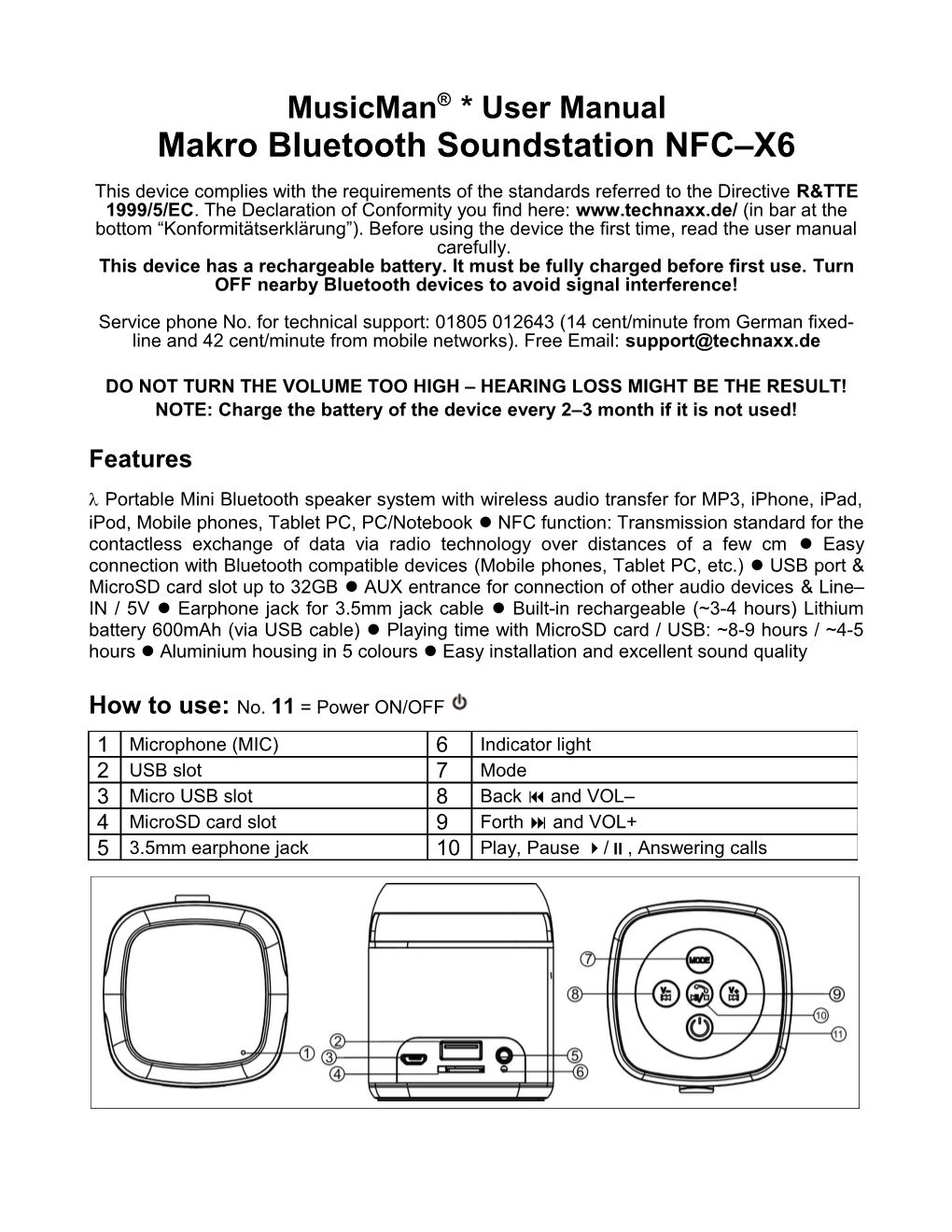 Makro Bluetooth Soundstation NFC X6