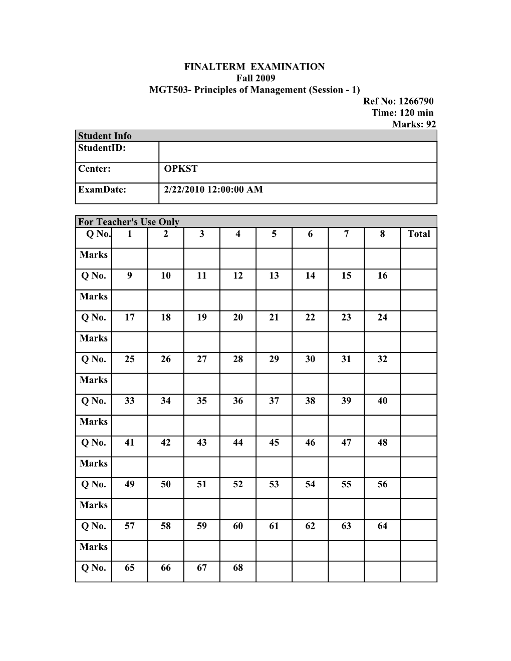 Finalterm Examination s5