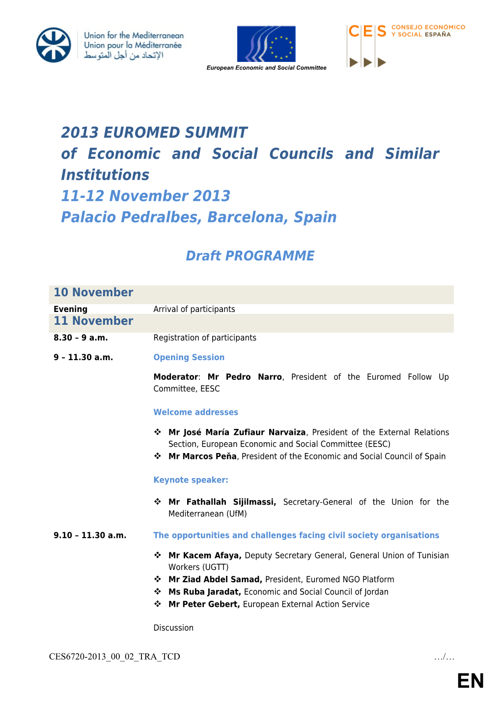 PROGRAMME Euromed Summit