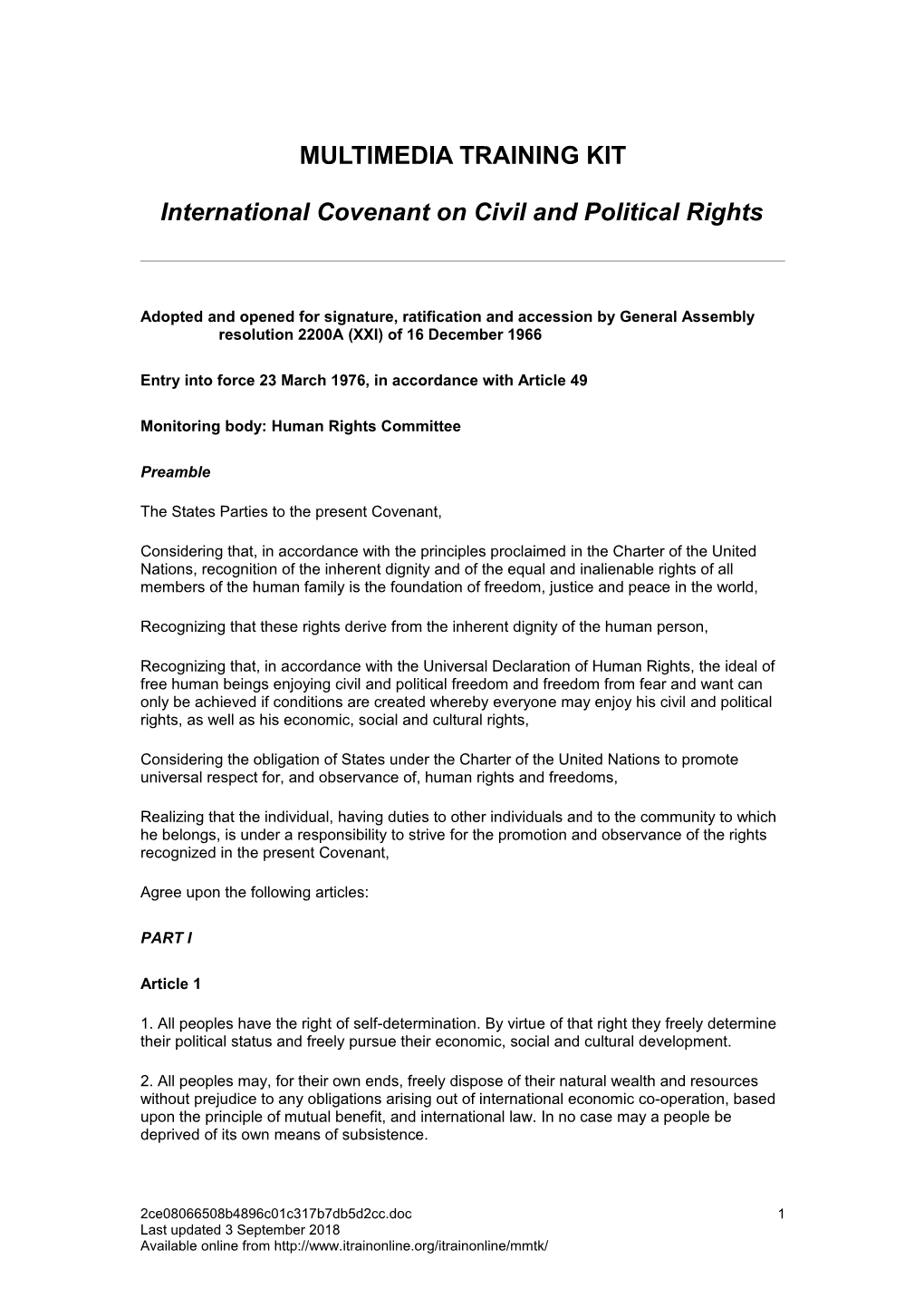 International Covenant on Civil and Political Rights