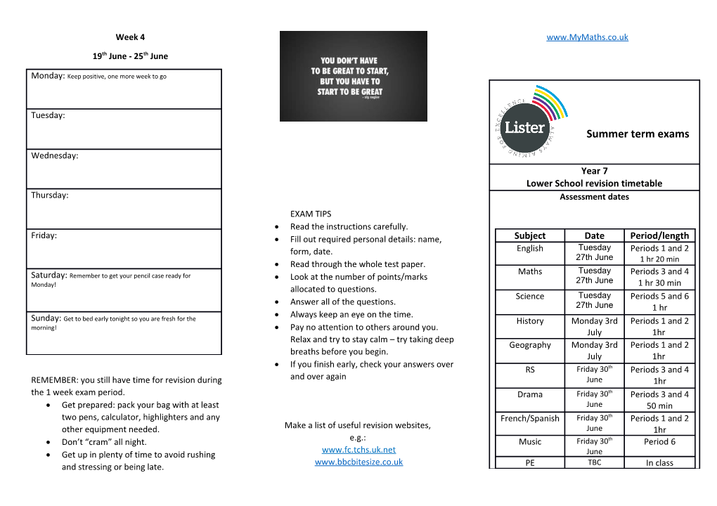 REMEMBER: You Still Have Time for Revision During the 1 Week Exam Period