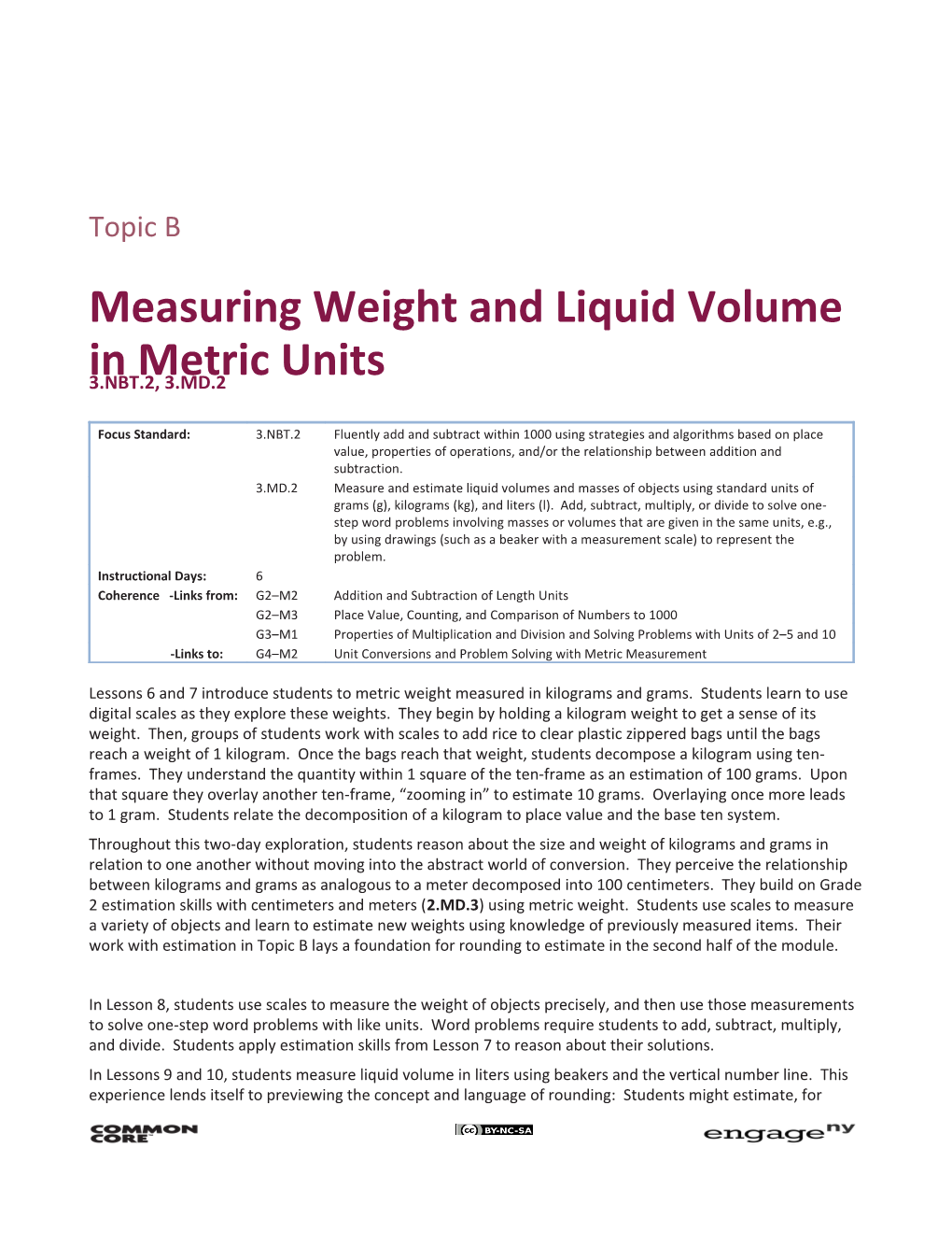 Measuring Weight and Liquid Volume in Metric Units