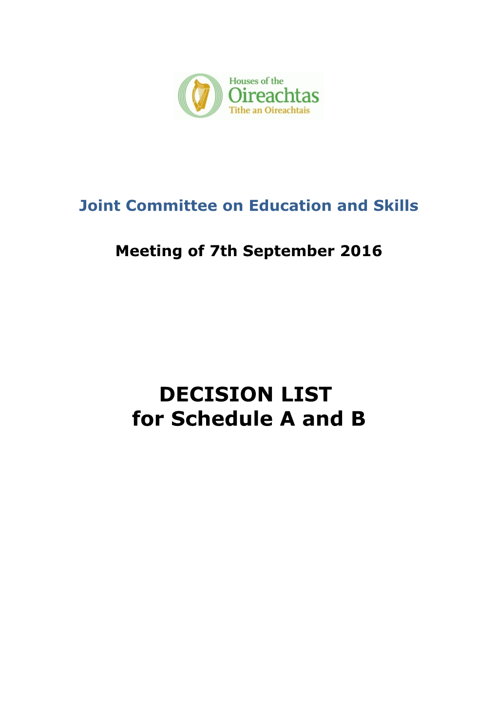 Joint Committee on Education and Skills