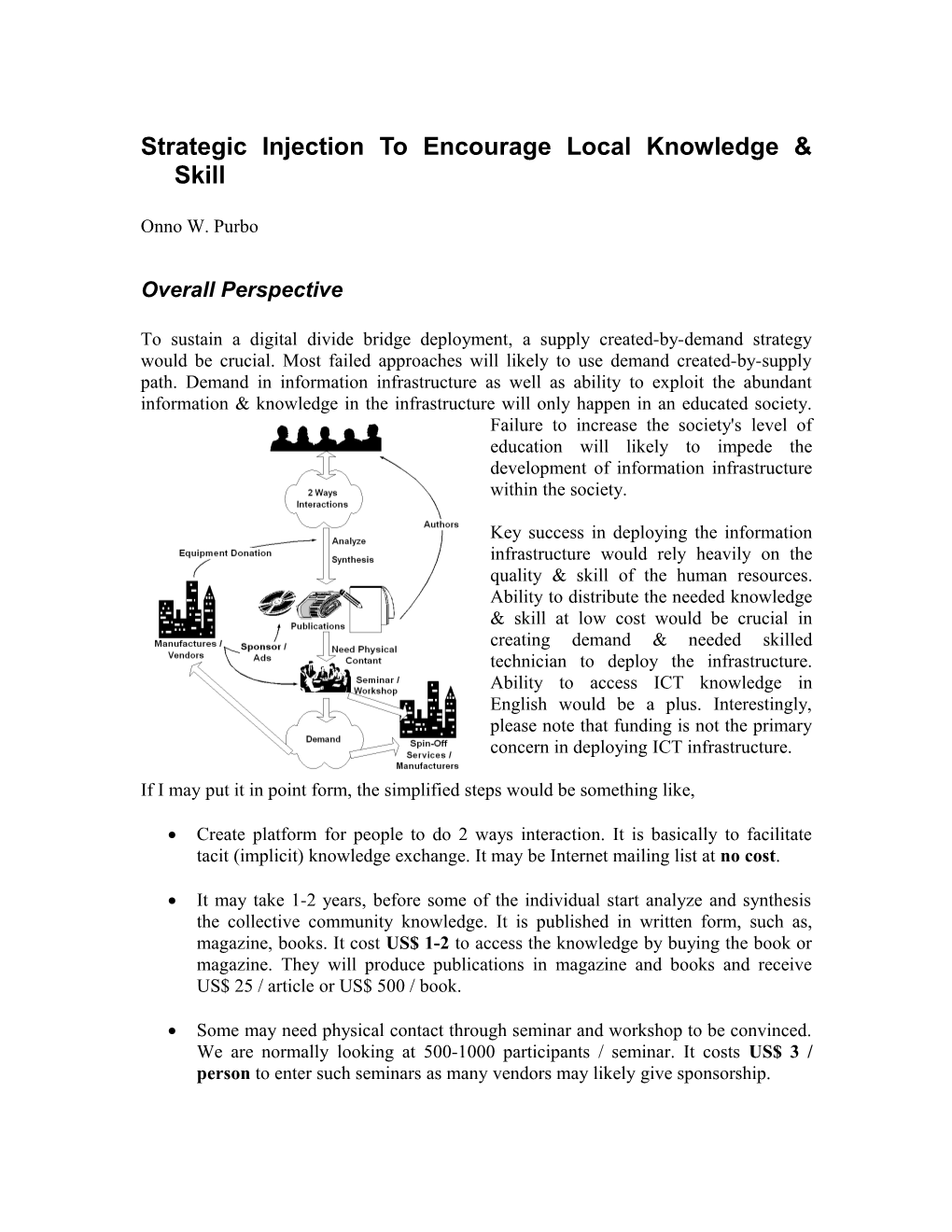 Strategic Injection to Encourage Local Knowledge & Skill