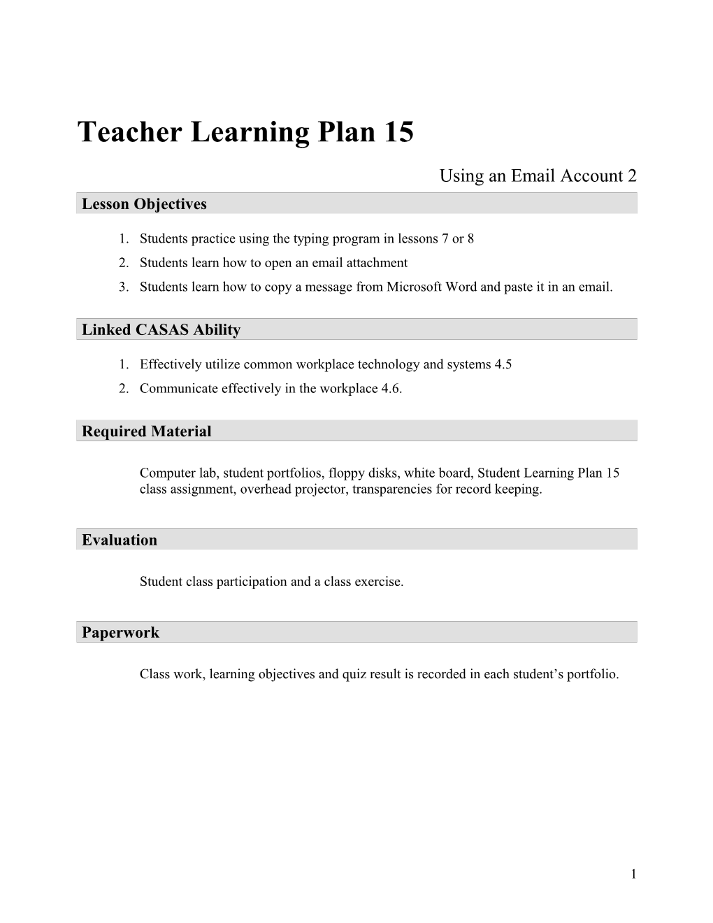 Teacher Learning Plan 8