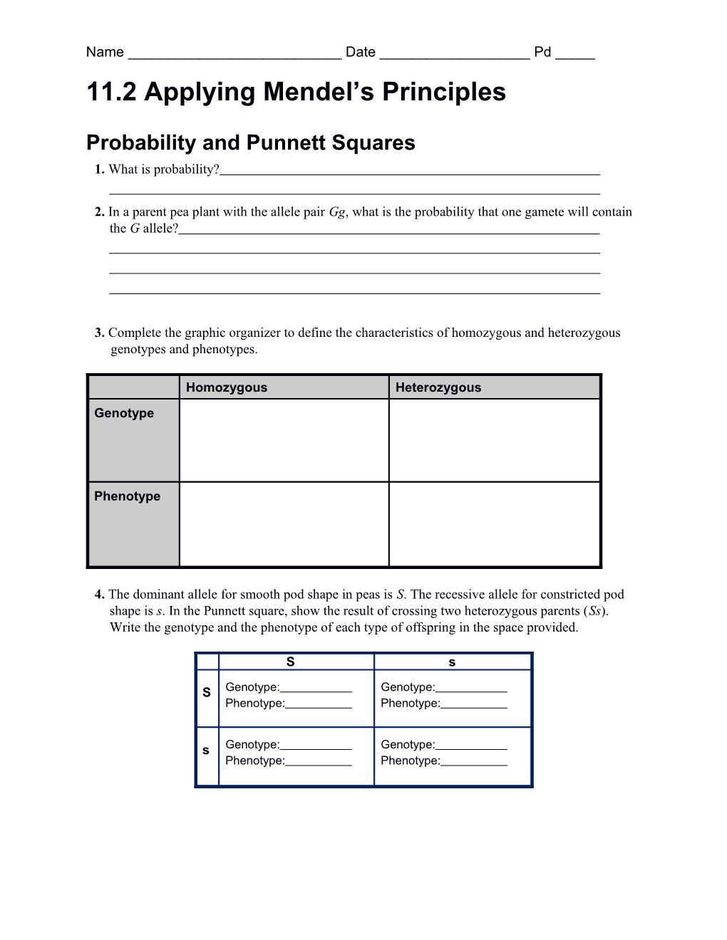 Probability and Punnett Squares