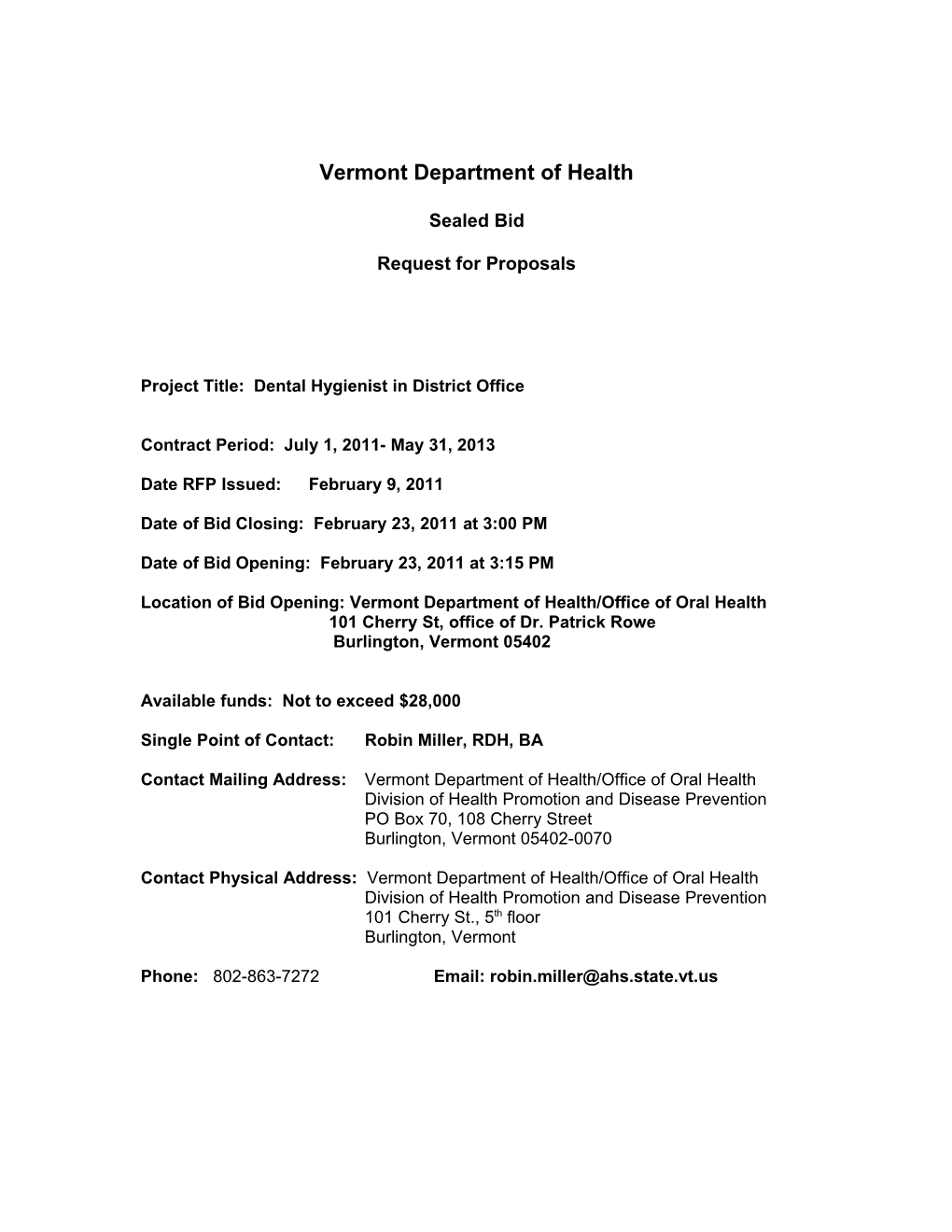 Vermont Department of Health s1