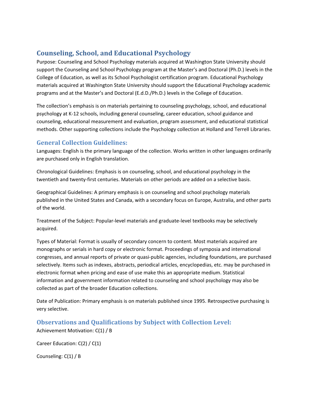 Counseling, School, and Educational Psychology