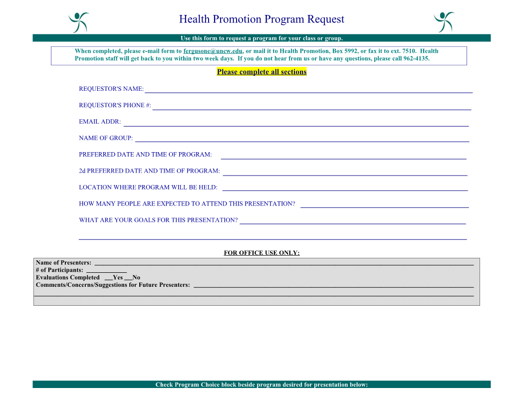 Health Promotion Program Request